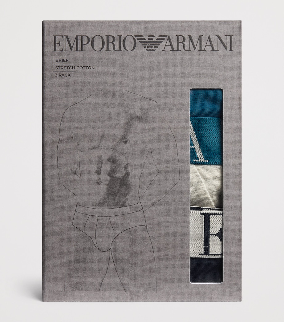 Emporio Armani Mens Stretch-Cotton Eagle Monogram Trunks (Pack of 3) Octa/lg M Image 4