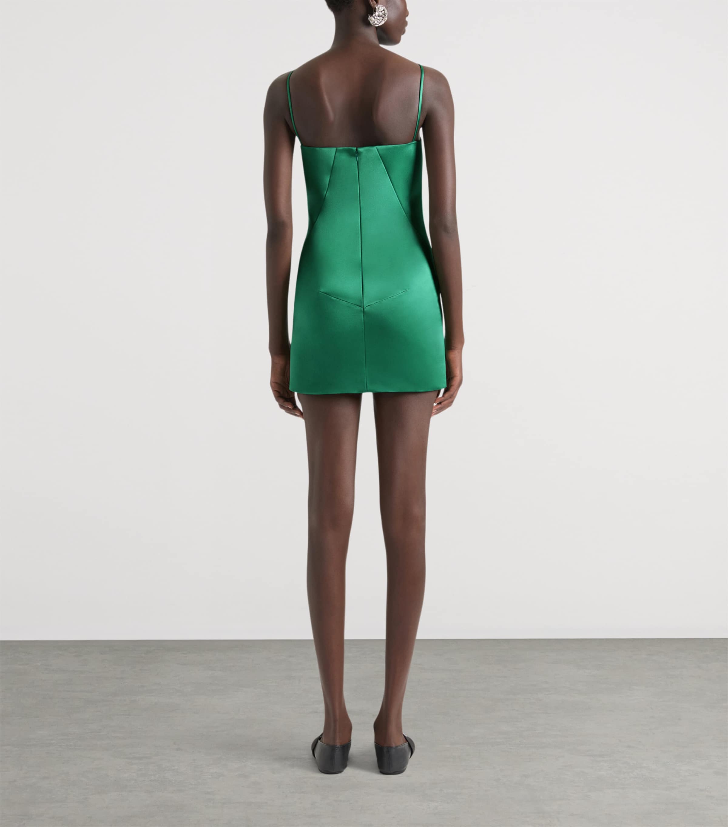 Silk Sliced Mini Dress EMERALD GREEN Image 3