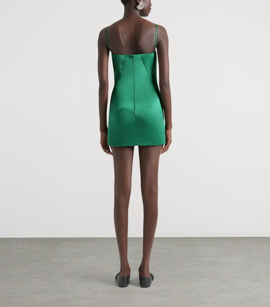 Silk Sliced Mini Dress EMERALD GREEN Image 3