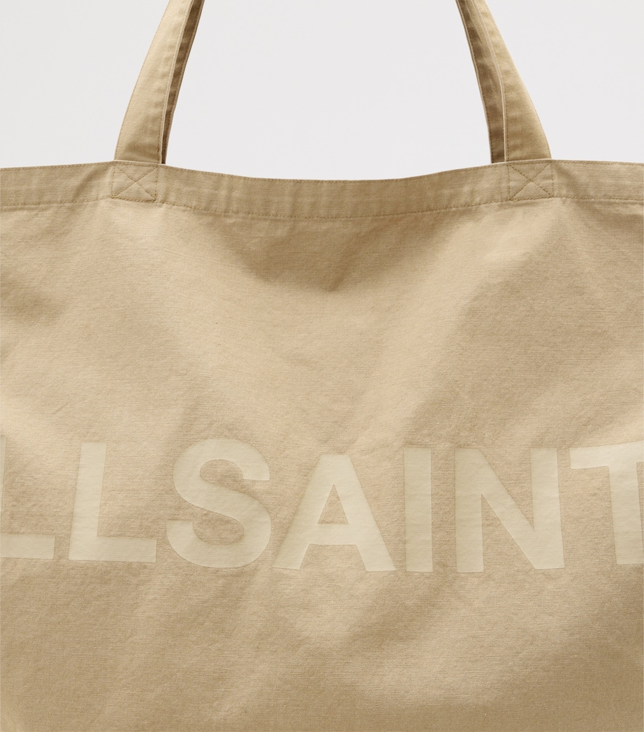 Large Organic Cotton Biggy Tote Bag LIGHT KHAKI Image 7