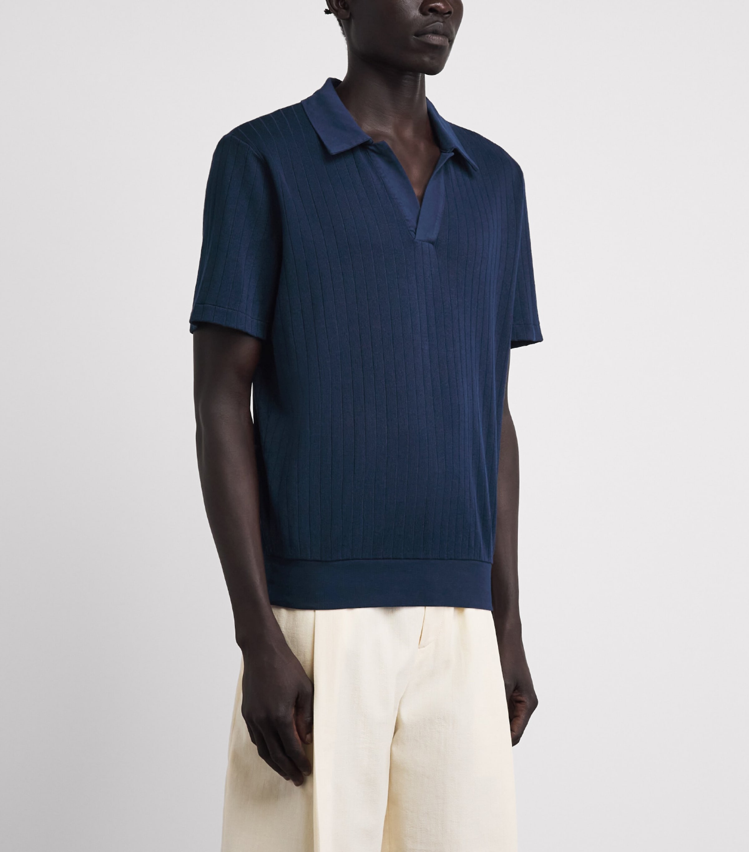 Oliver Spencer Mens Organic Cotton Westcott Polo Shirt Navy Image 4