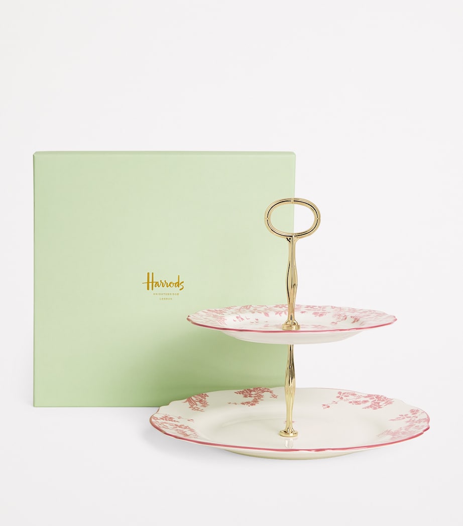 Bone China Toile Two-Tier Cake Stand PINK Image 2