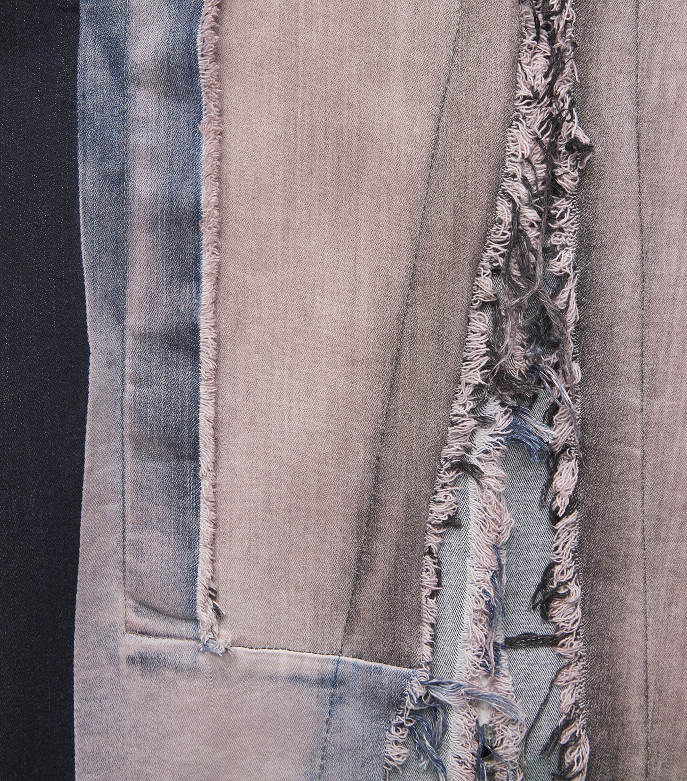 Rick Owens Womens Distressed Denim Midi Skirt Combo Image 6