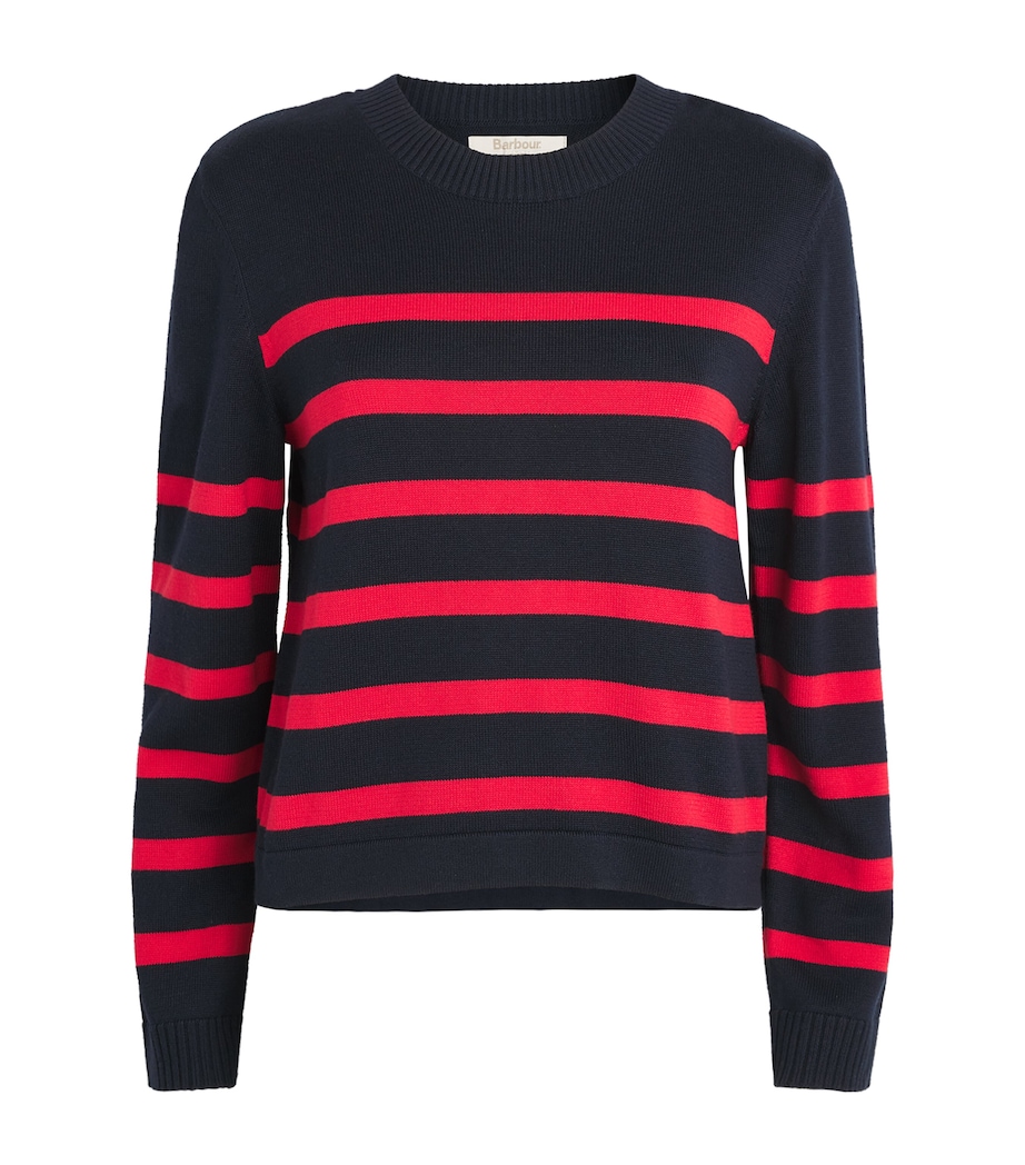 Cotton-Modal Stripe Sweater NAVY/POPPY RED Image 1