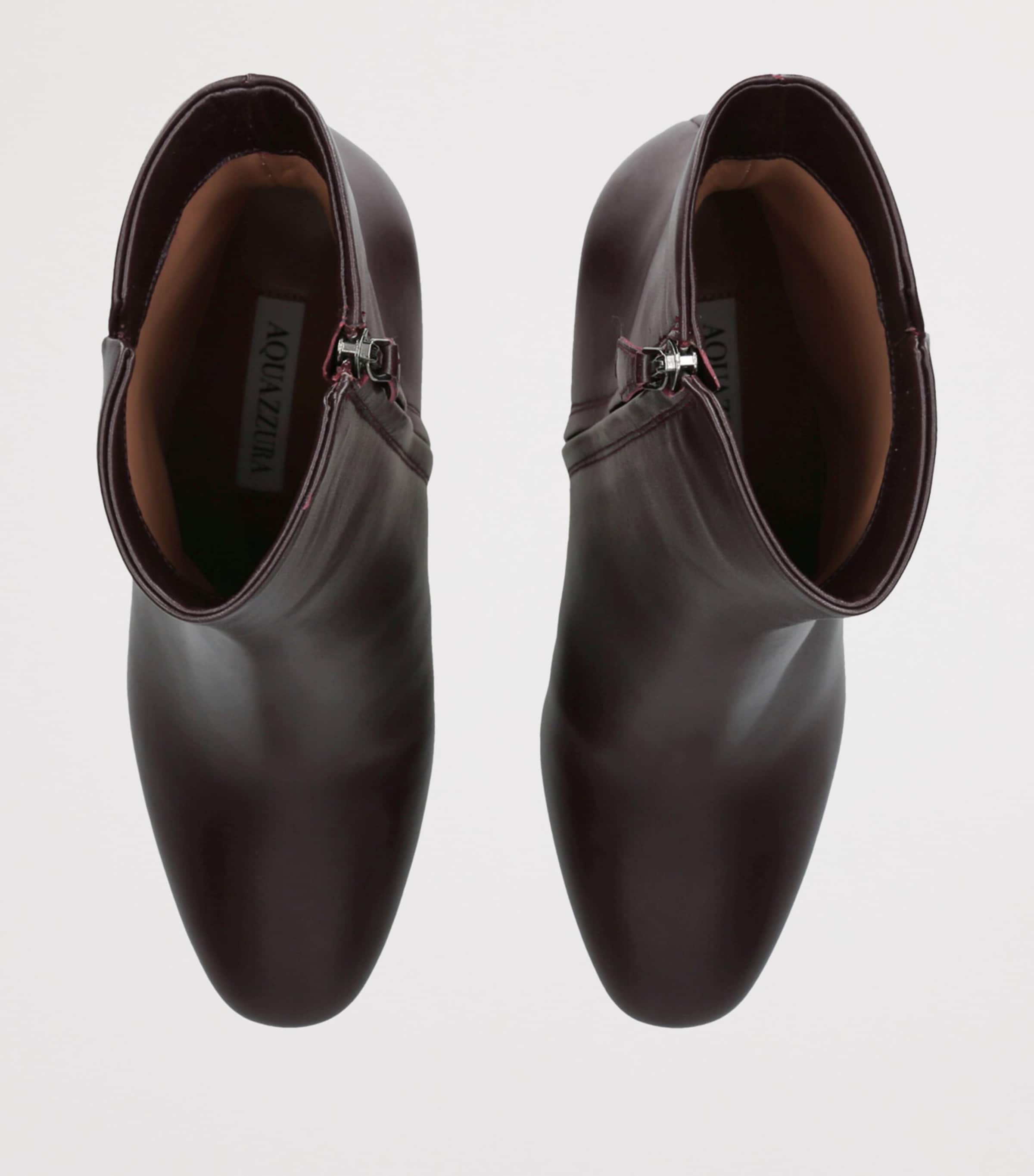 Leather Sellier Heeled Ankle Boots 85 WINE Image 4