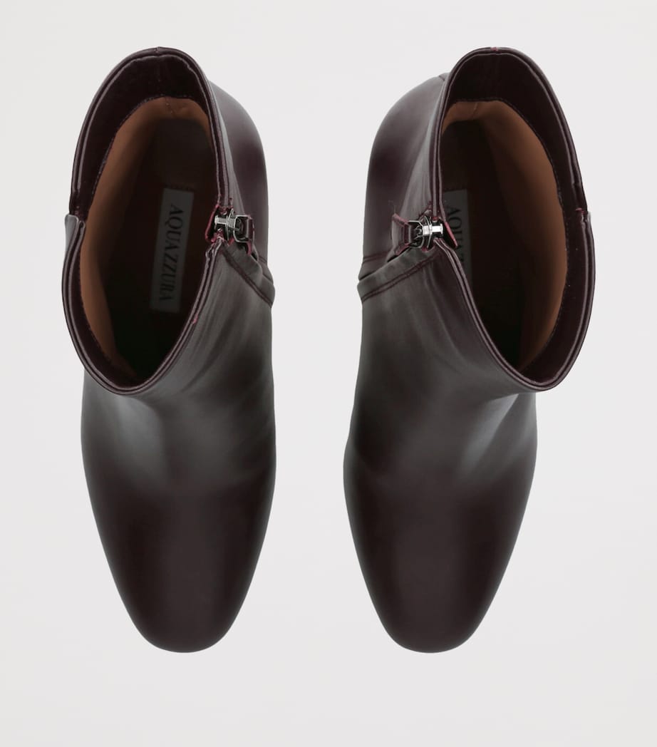 Leather Sellier Heeled Ankle Boots 85 WINE Image 4