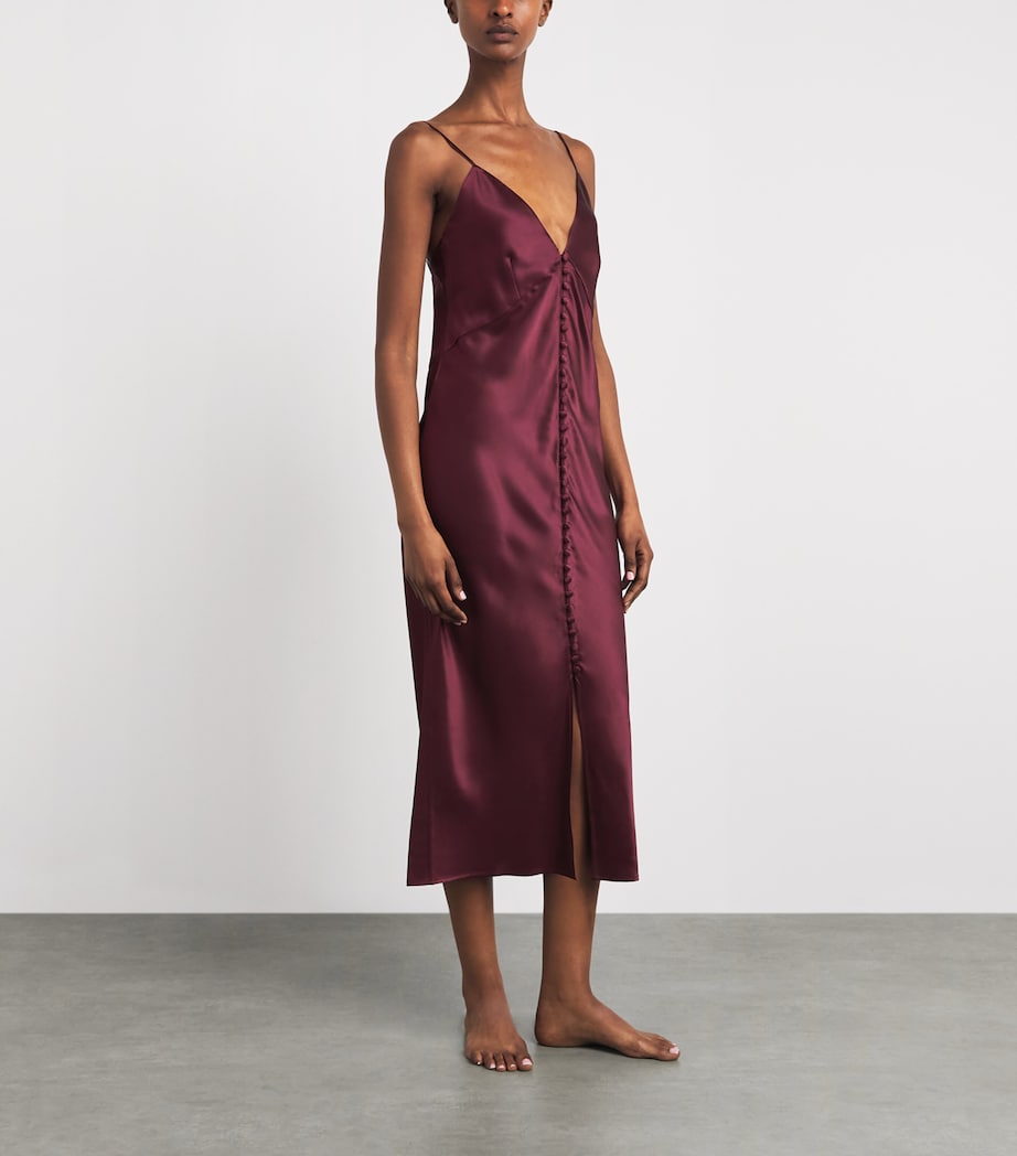 Olivia von Halle Womens Silk Ilse Midi Slip Dress Raisin Image 2
