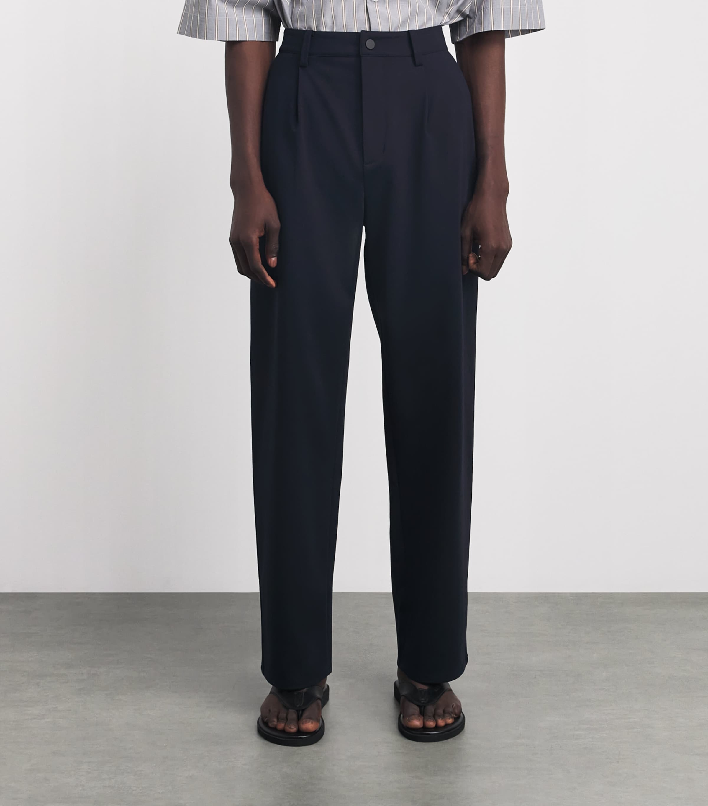 7 For All Mankind Mens Pleated Straight Trousers Blue Image 4