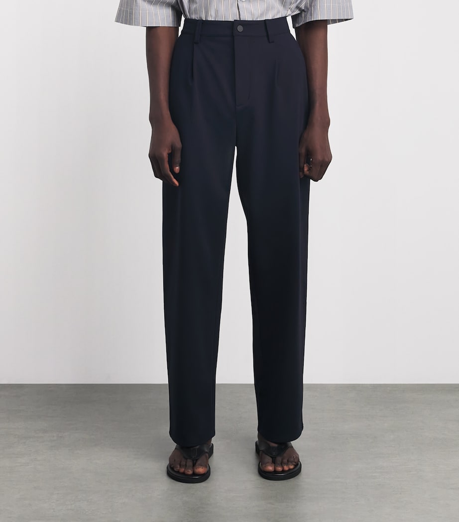 7 For All Mankind Mens Pleated Straight Trousers Blue Image 4
