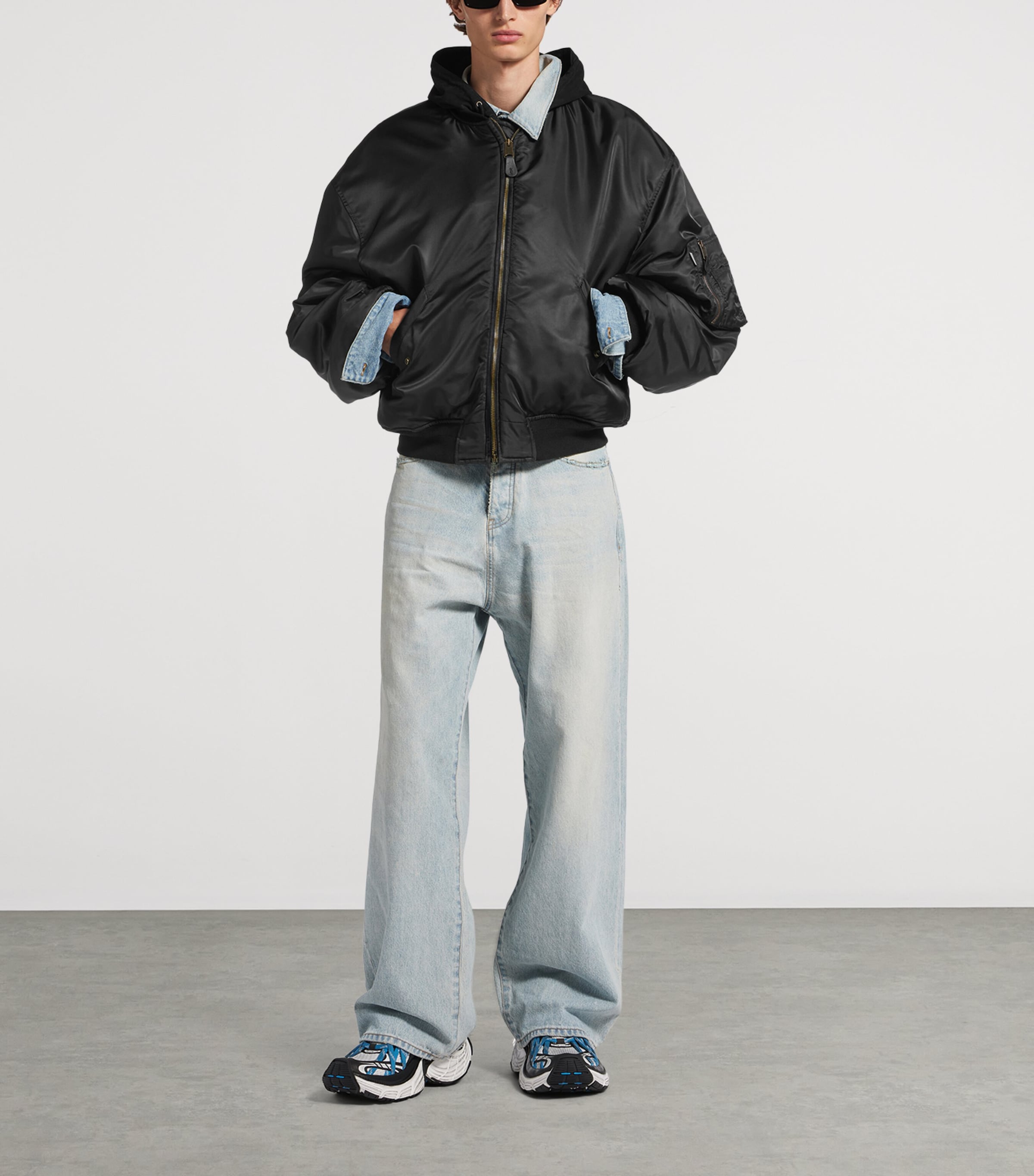 Balenciaga Mens Oversized Hooded Bomber Jacket Image 2