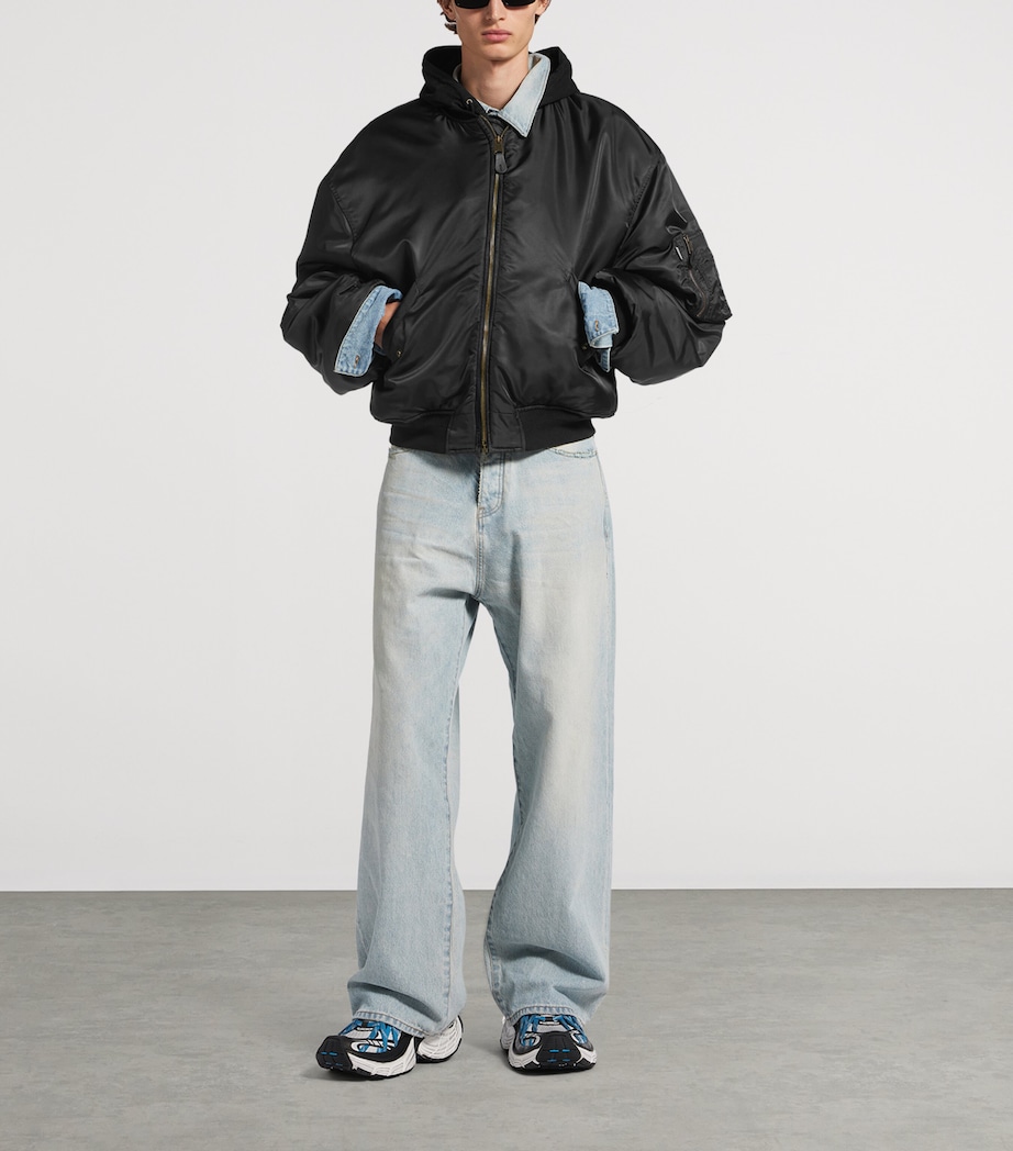 Balenciaga Mens Oversized Hooded Bomber Jacket Image 2
