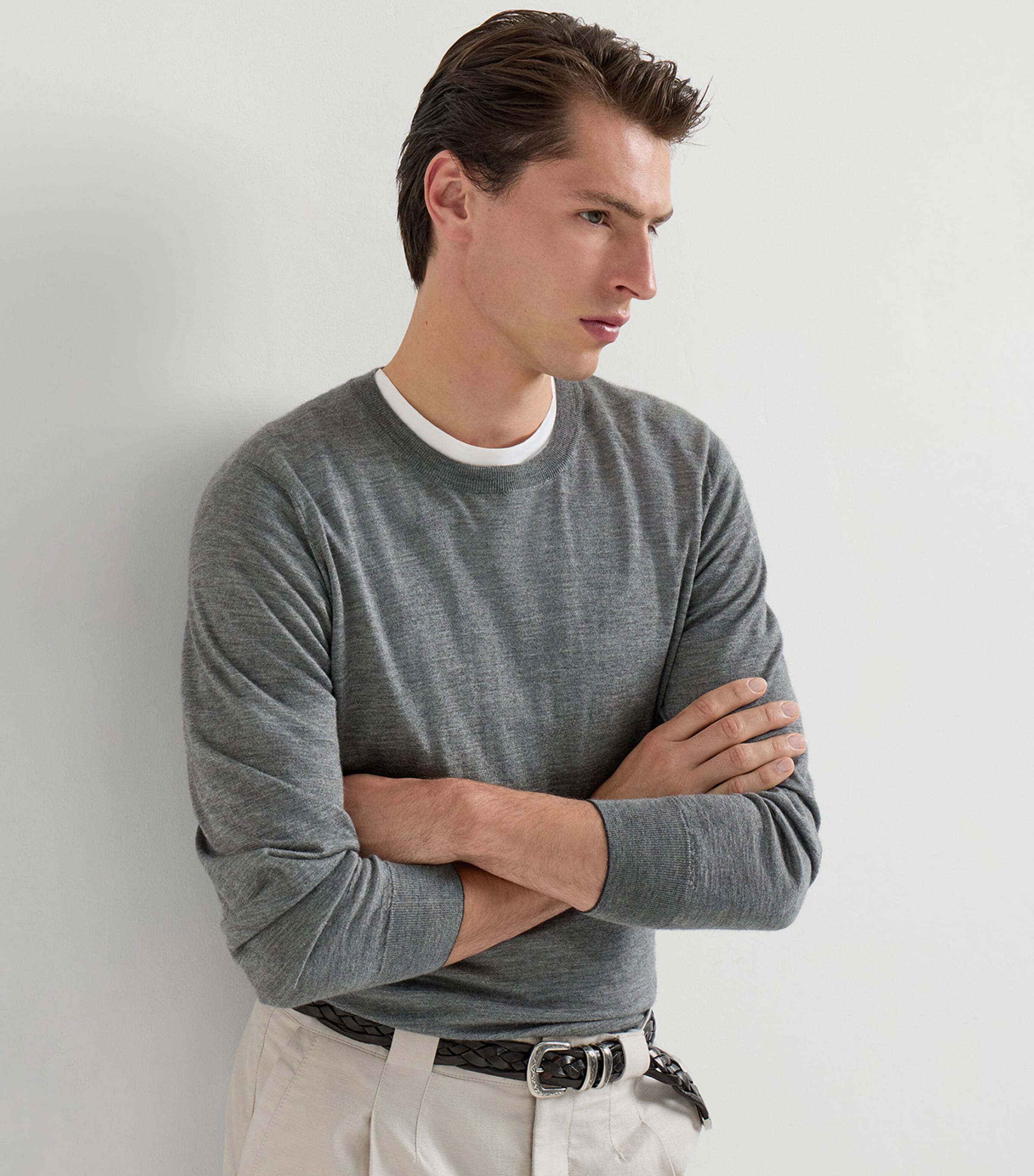 Brunello Cucinelli Mens Cashmere-Silk Crew-Neck Sweater Image 4