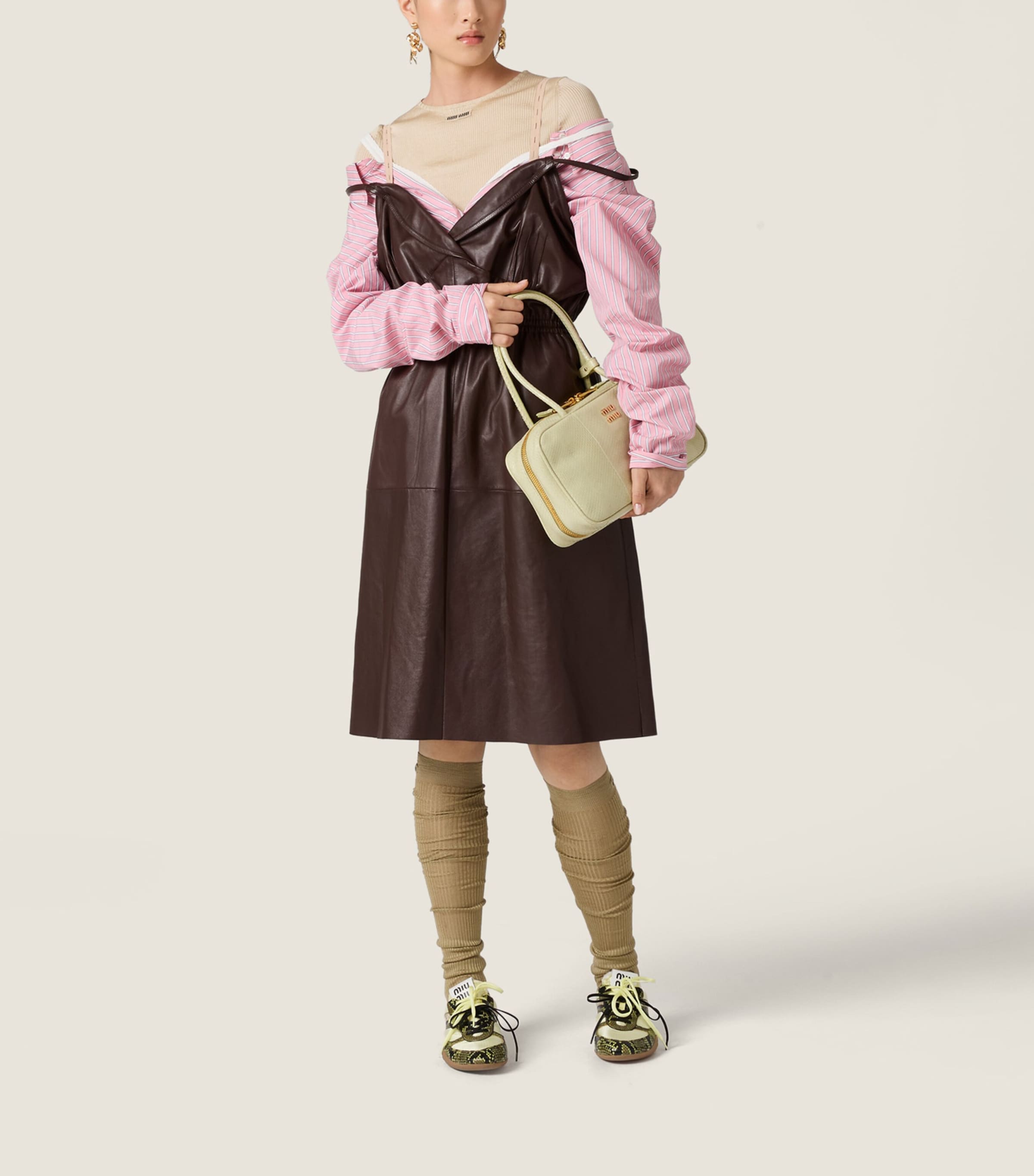 Miu Miu Womens Poplin Stripe Mini Dress Image 2