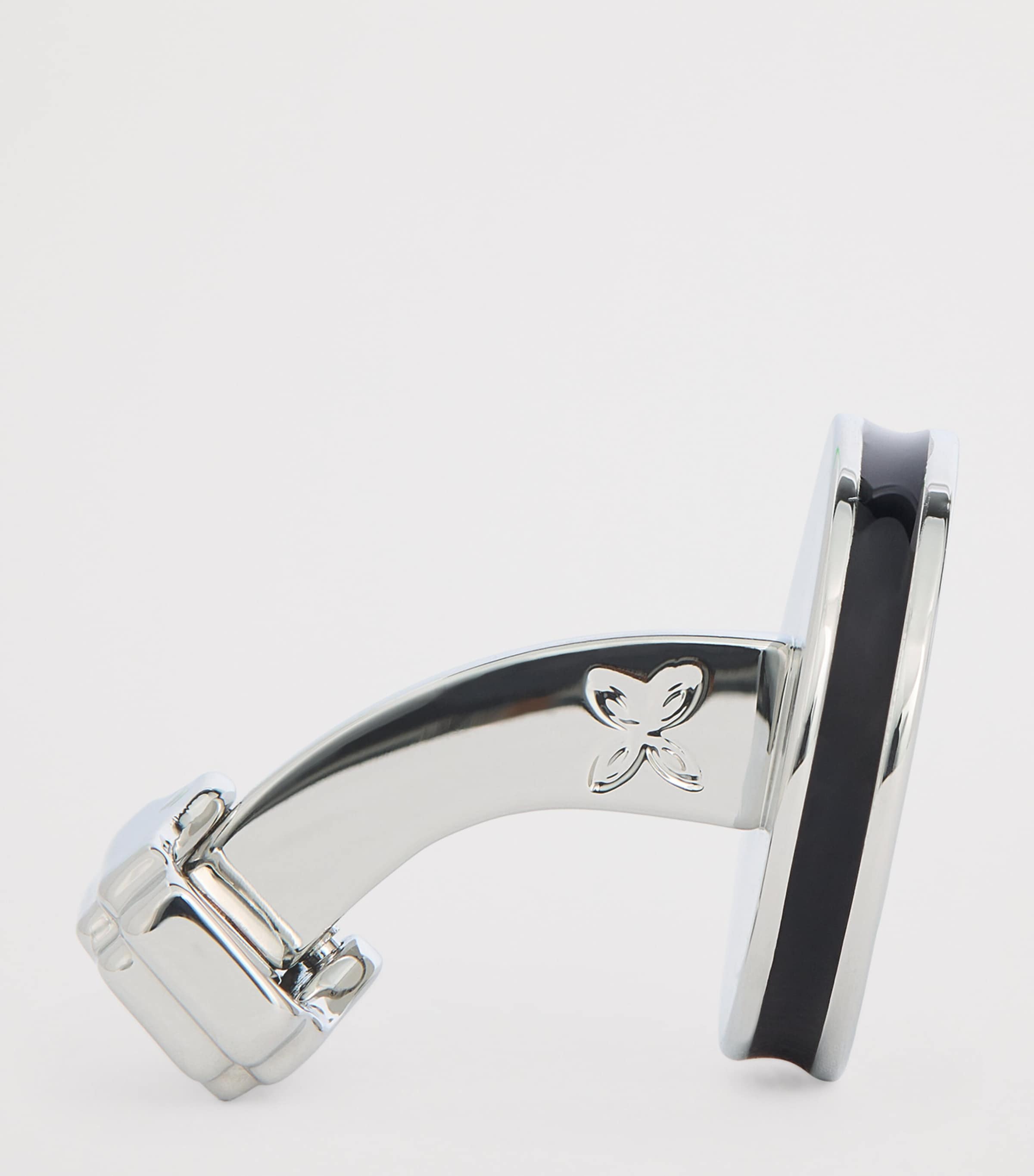 White Bronze-Plated Cairo Leaf Cufflinks GREY Image 4