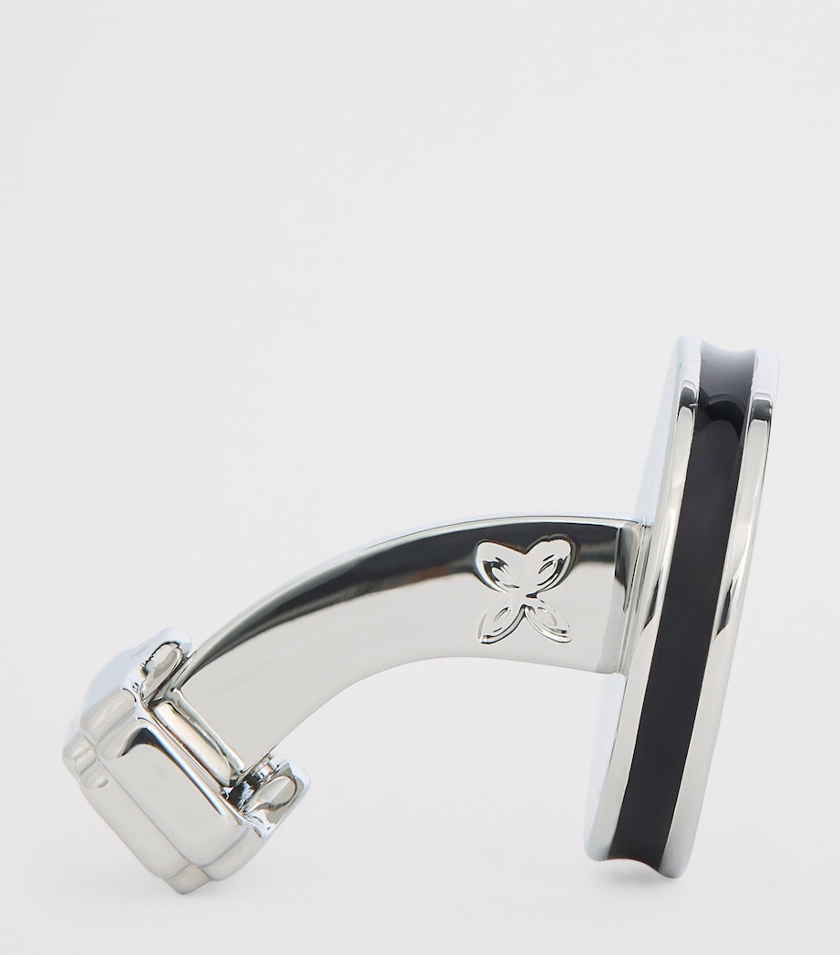 White Bronze-Plated Cairo Leaf Cufflinks GREY Image 4