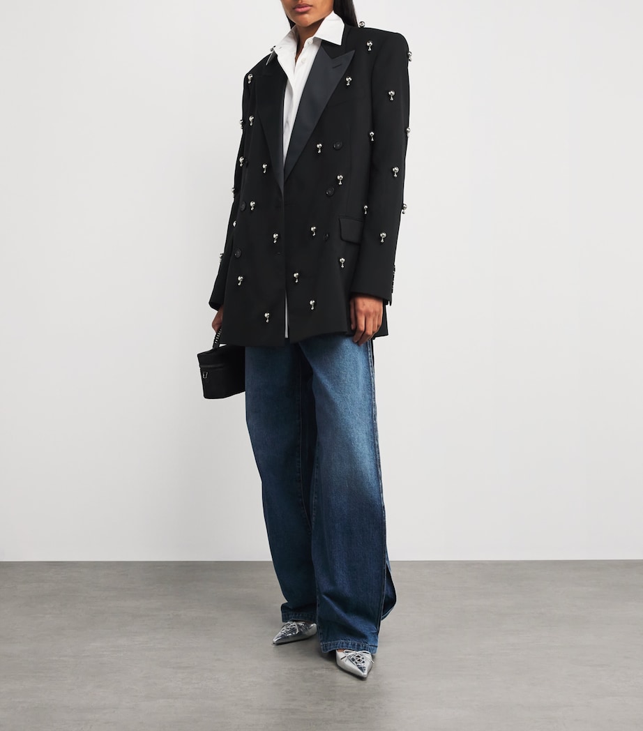 Wool Embellished Blazer 1000 BLACK Image 2