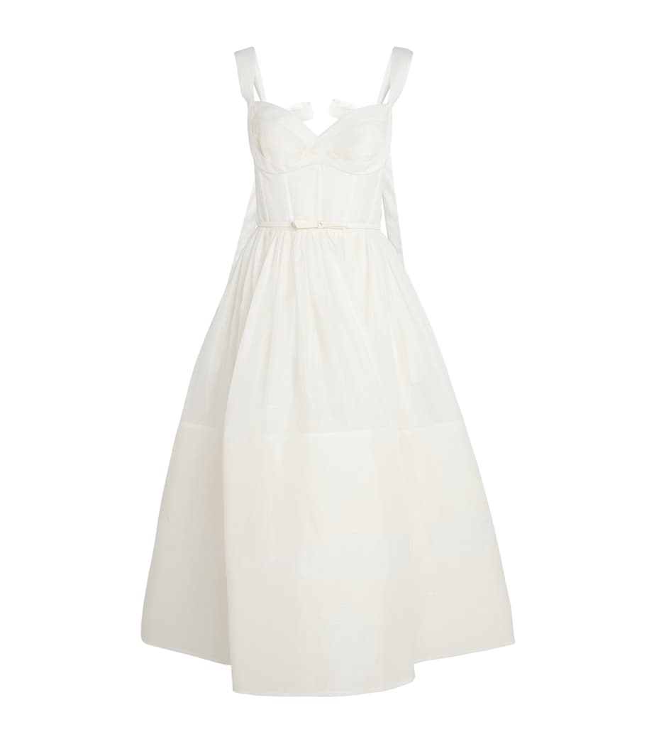 Linen-Silk Corset Midi Dress IVO IVORY Image 1