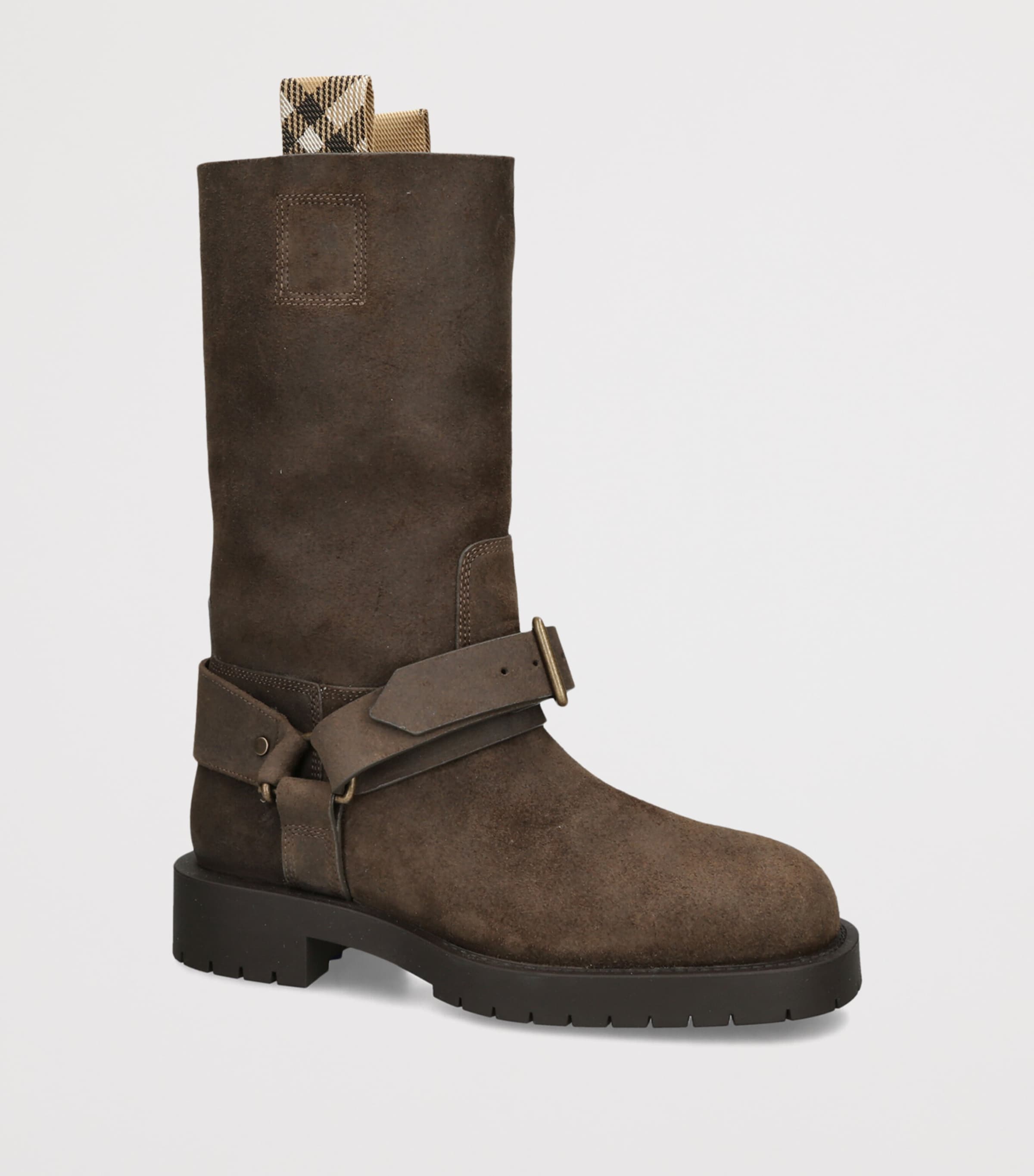 Burberry Suede Soft Saddle Boots Brown/oth Image 2