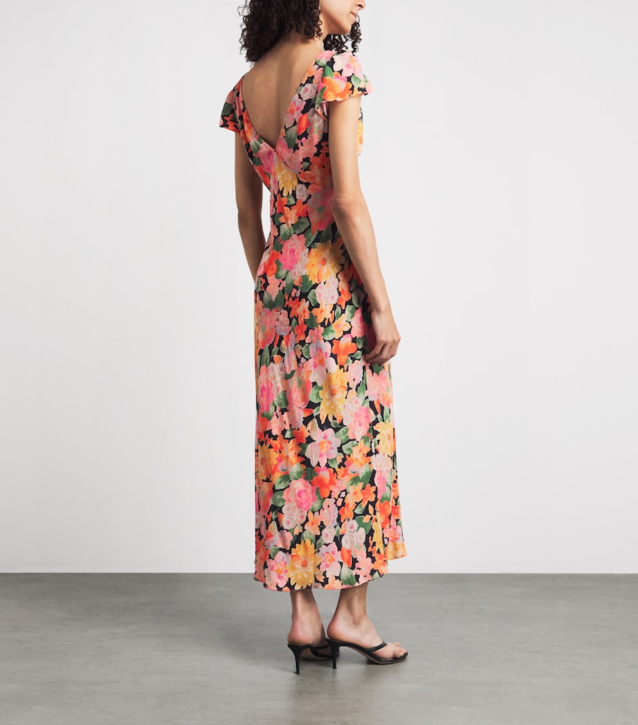 Rixo Womens Floral Cathy Midi Dress Chelsea Floral Black Image 4