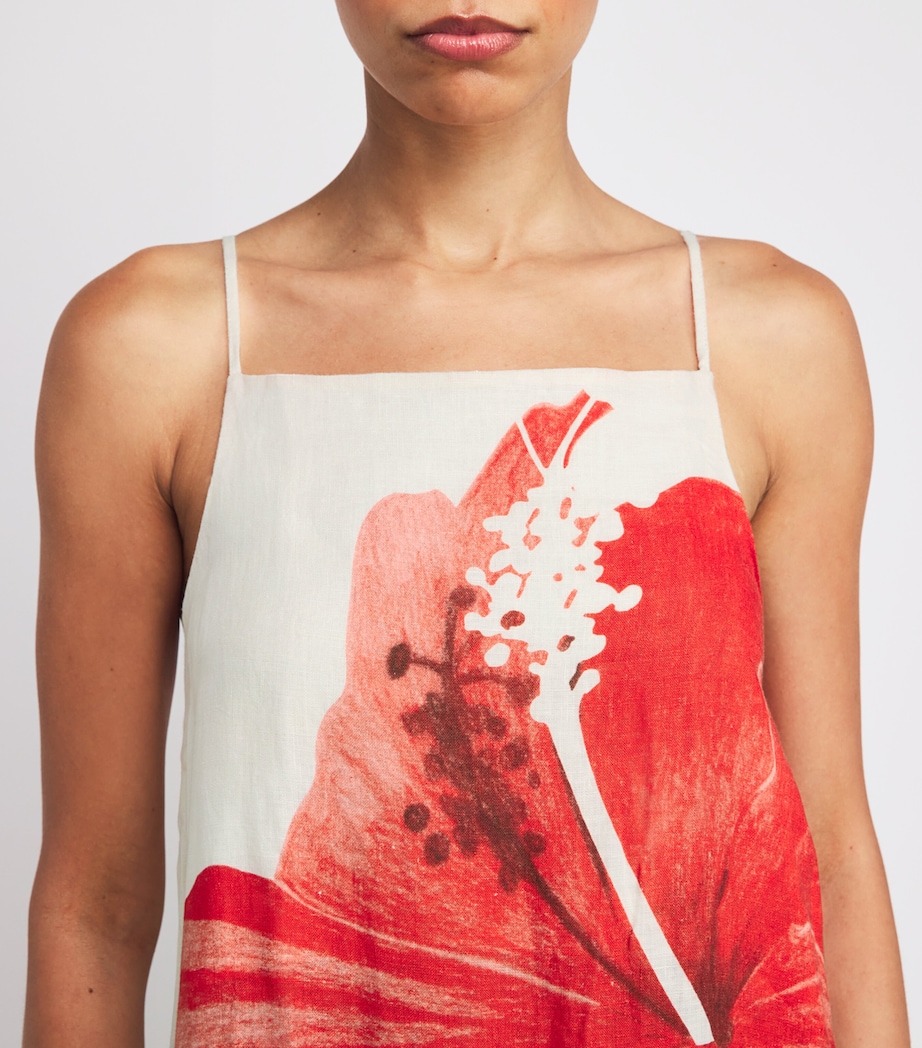 Linen Hibiscus Nightdress CREAM/RED Image 6