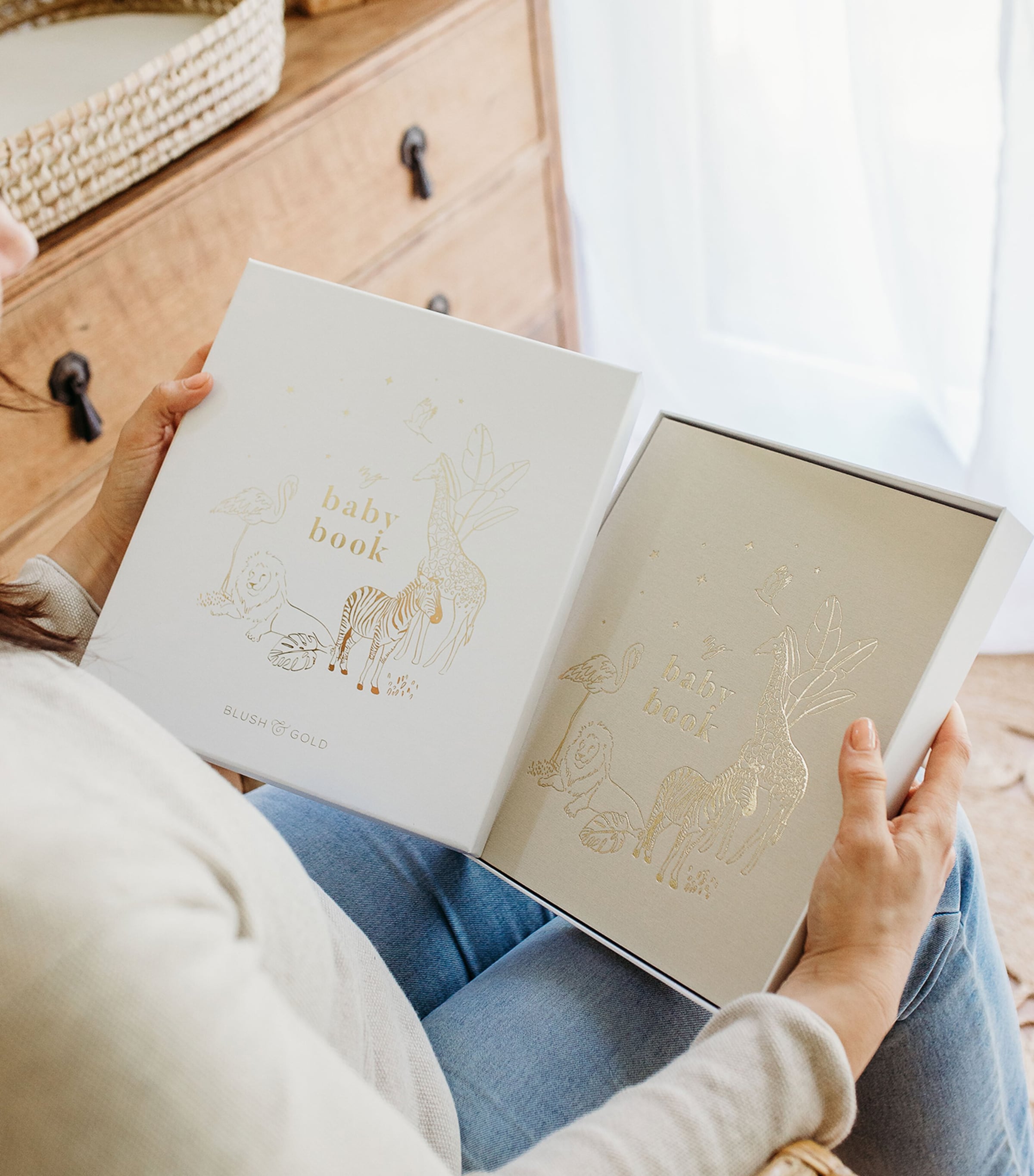 Blush and Gold Safari Baby Memory Book Ivory/beige, Gold Image 9