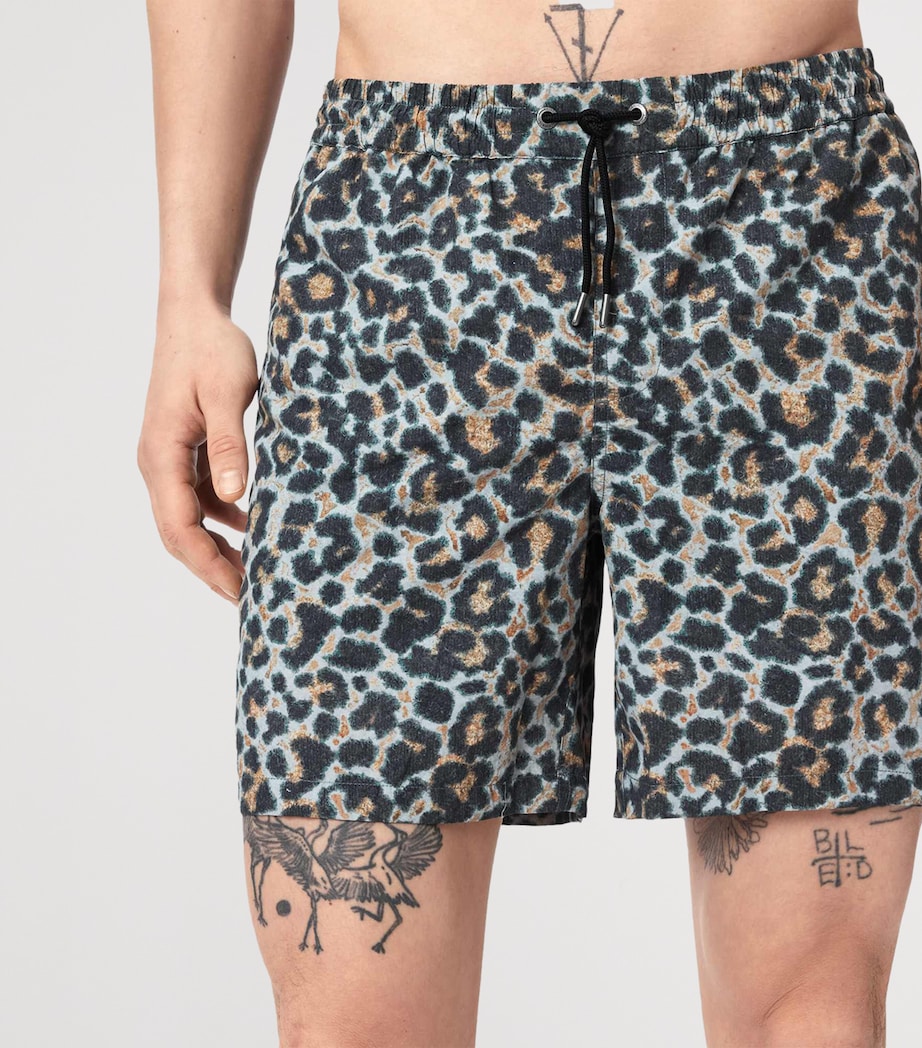 AllSaints Mens Leopard Print Silesia Swim Shorts Clouded Grey Image 5