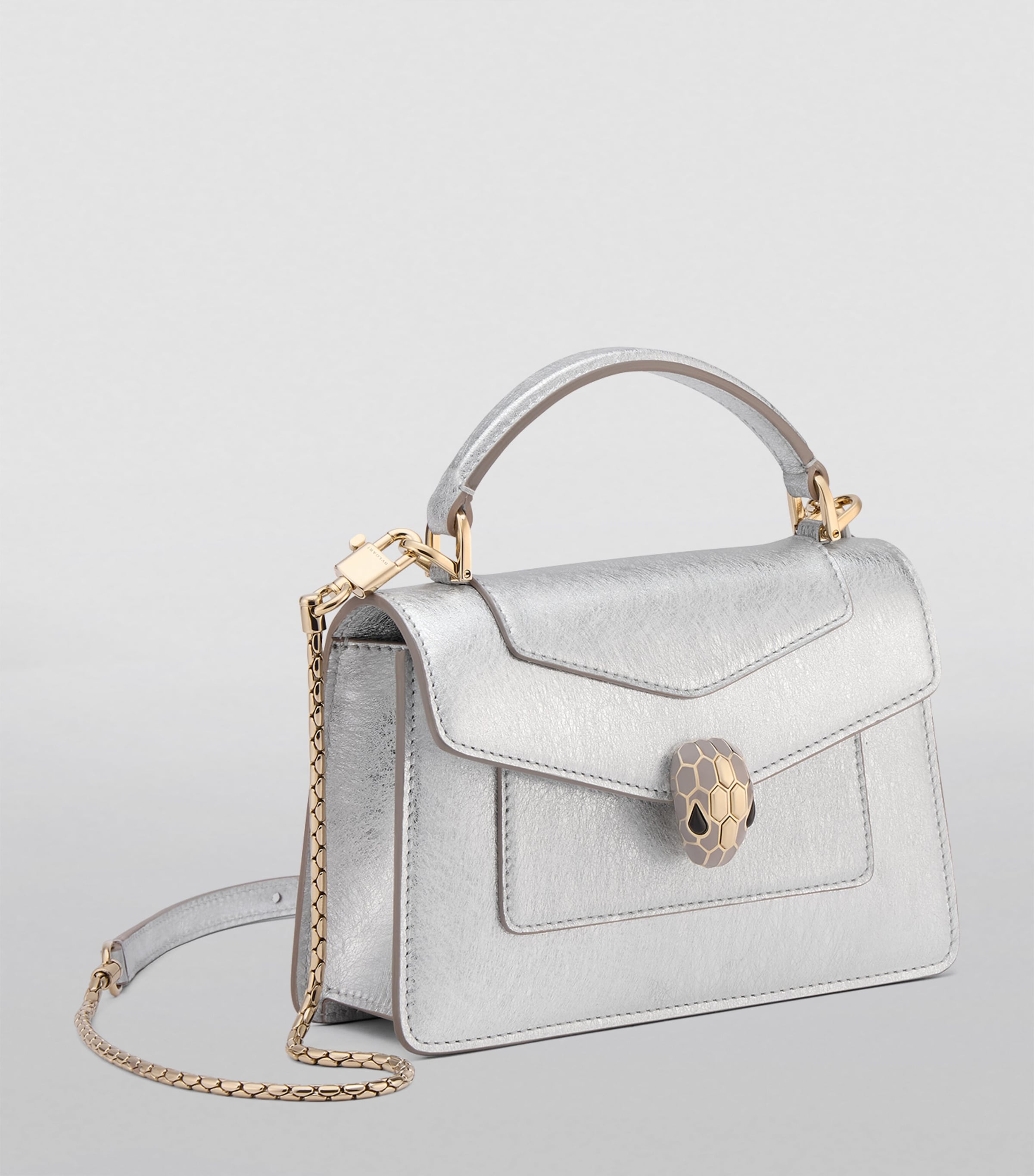 Bvlgari Mini Metallic Serpenti Forever Top-Handle Bag Silver Image 5