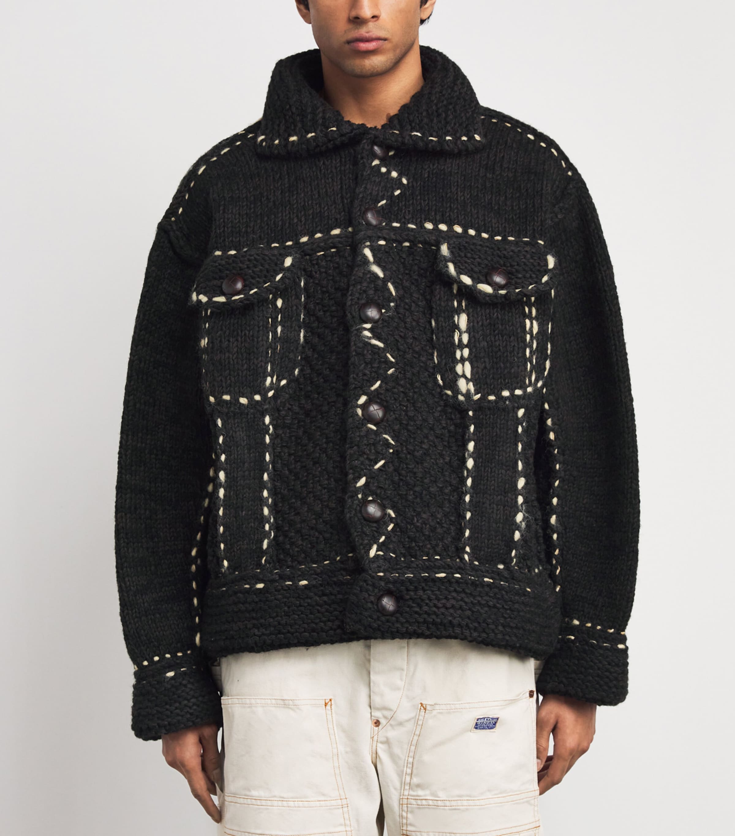 Wool Knitted Jacket BLACK Image 4