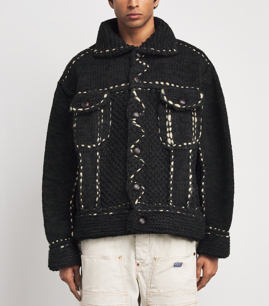 Wool Knitted Jacket BLACK Image 4