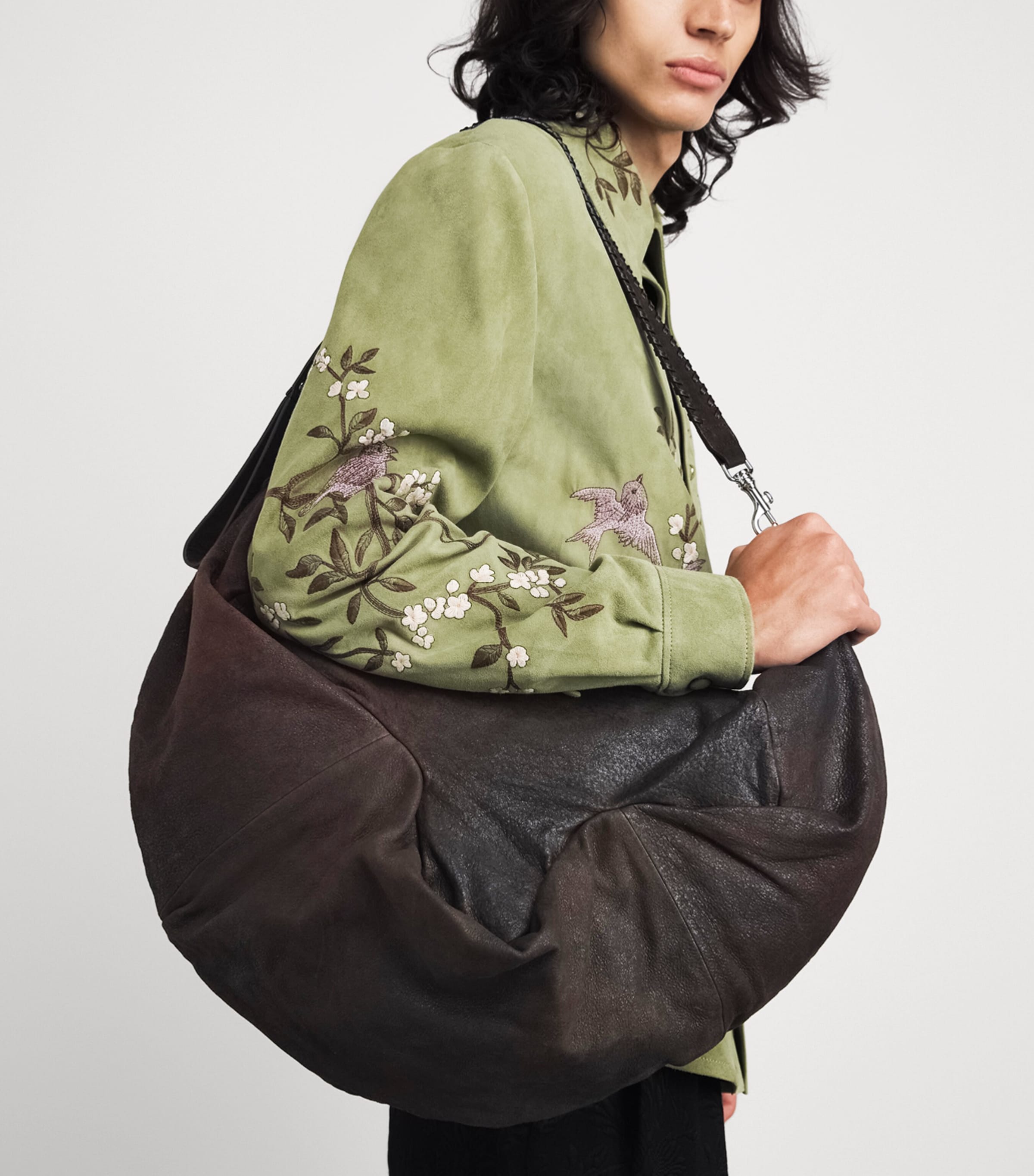 Large Leather Agnes Cross-Body Bag D402 DARK BROWN Image 2