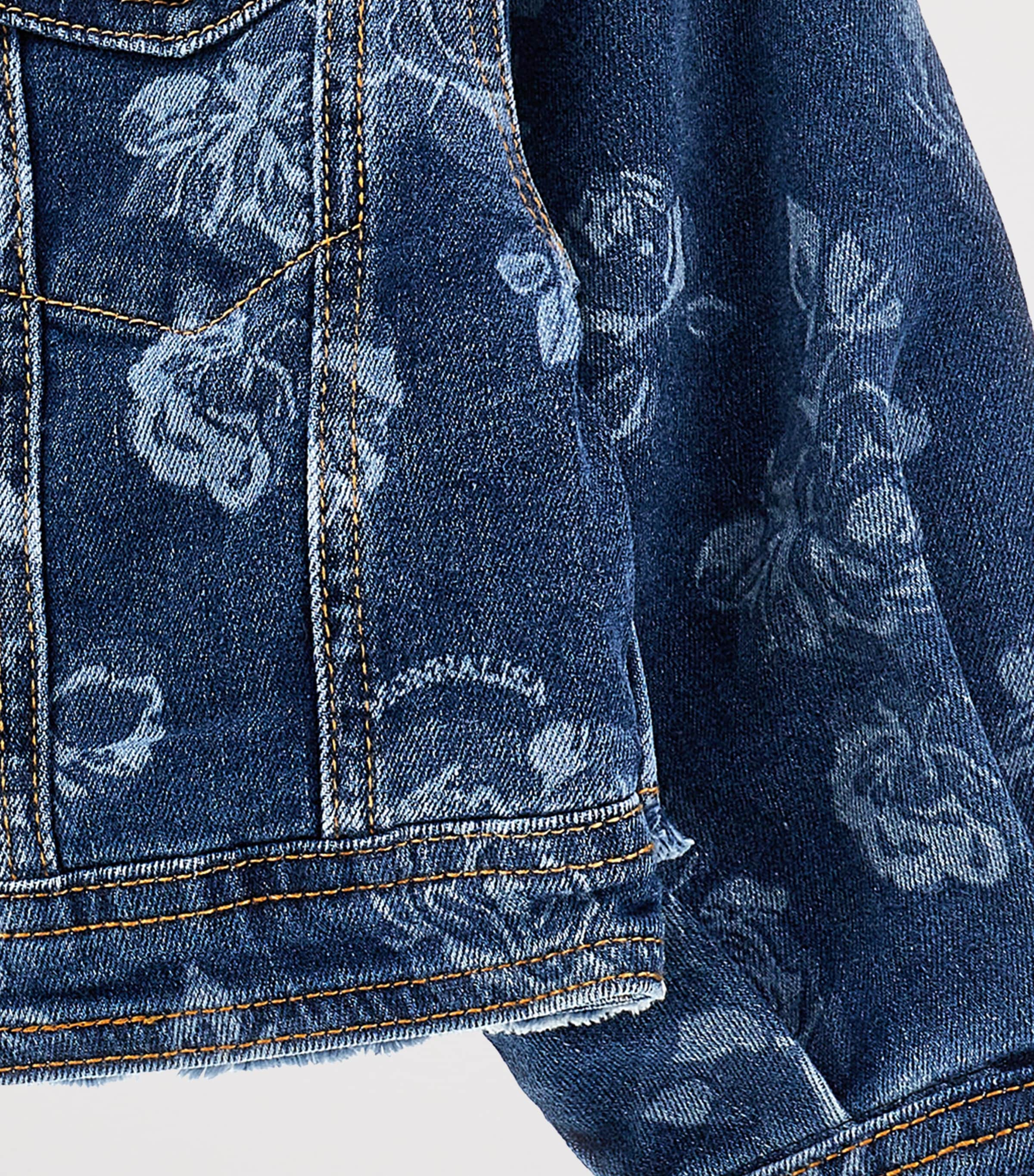 Floral Ruffle Denim Jacket (2-12 Years) DARK STONE DENIM Image 4