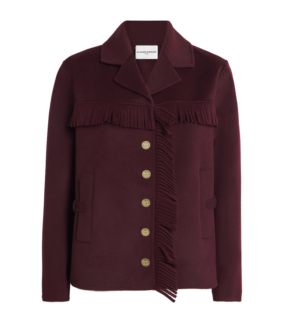 Wool-Blend Fringe Jacket BURGUNDY Image 1