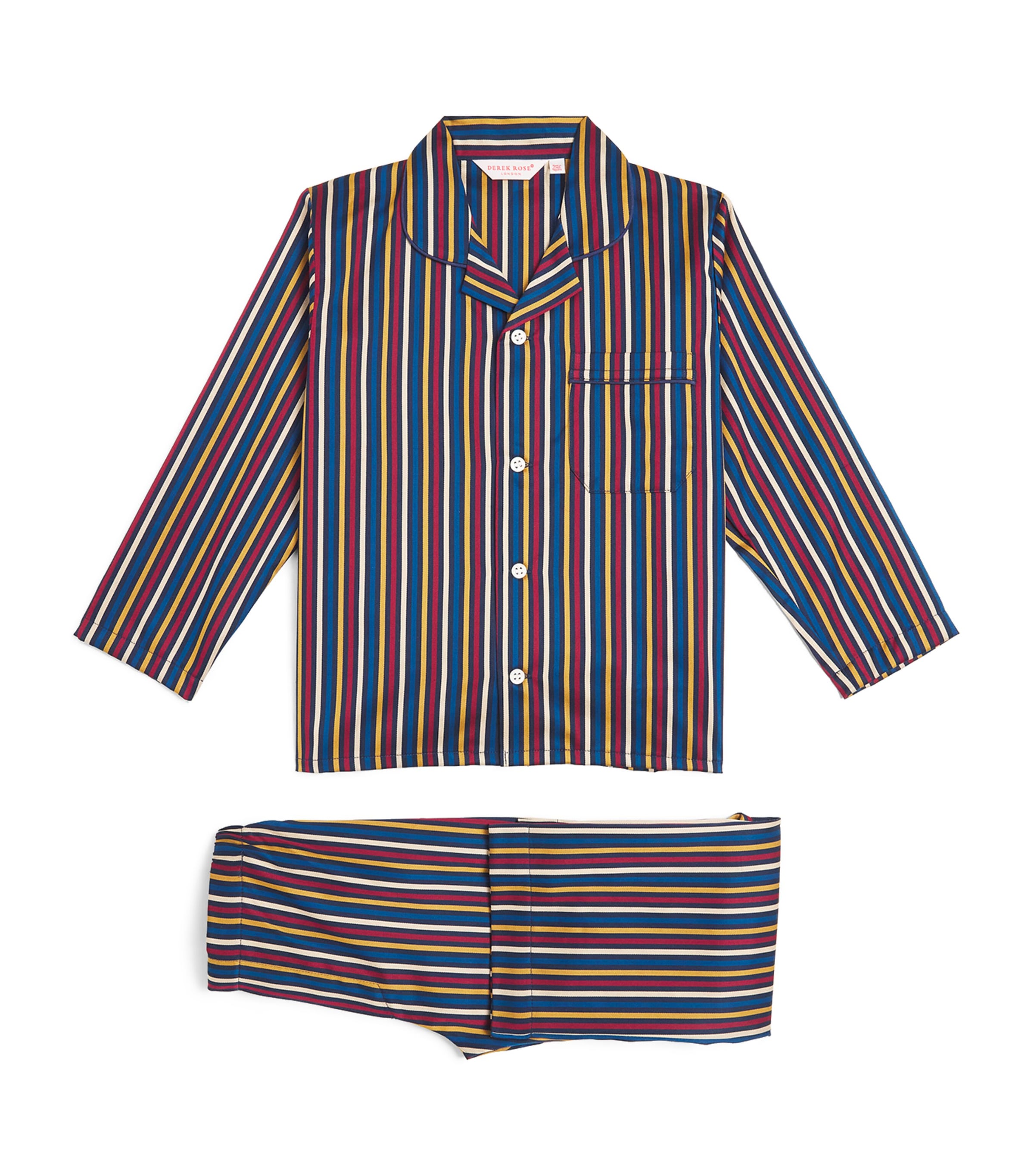 Shop Derek Rose Striped Wellington Pyjama Set In Navy