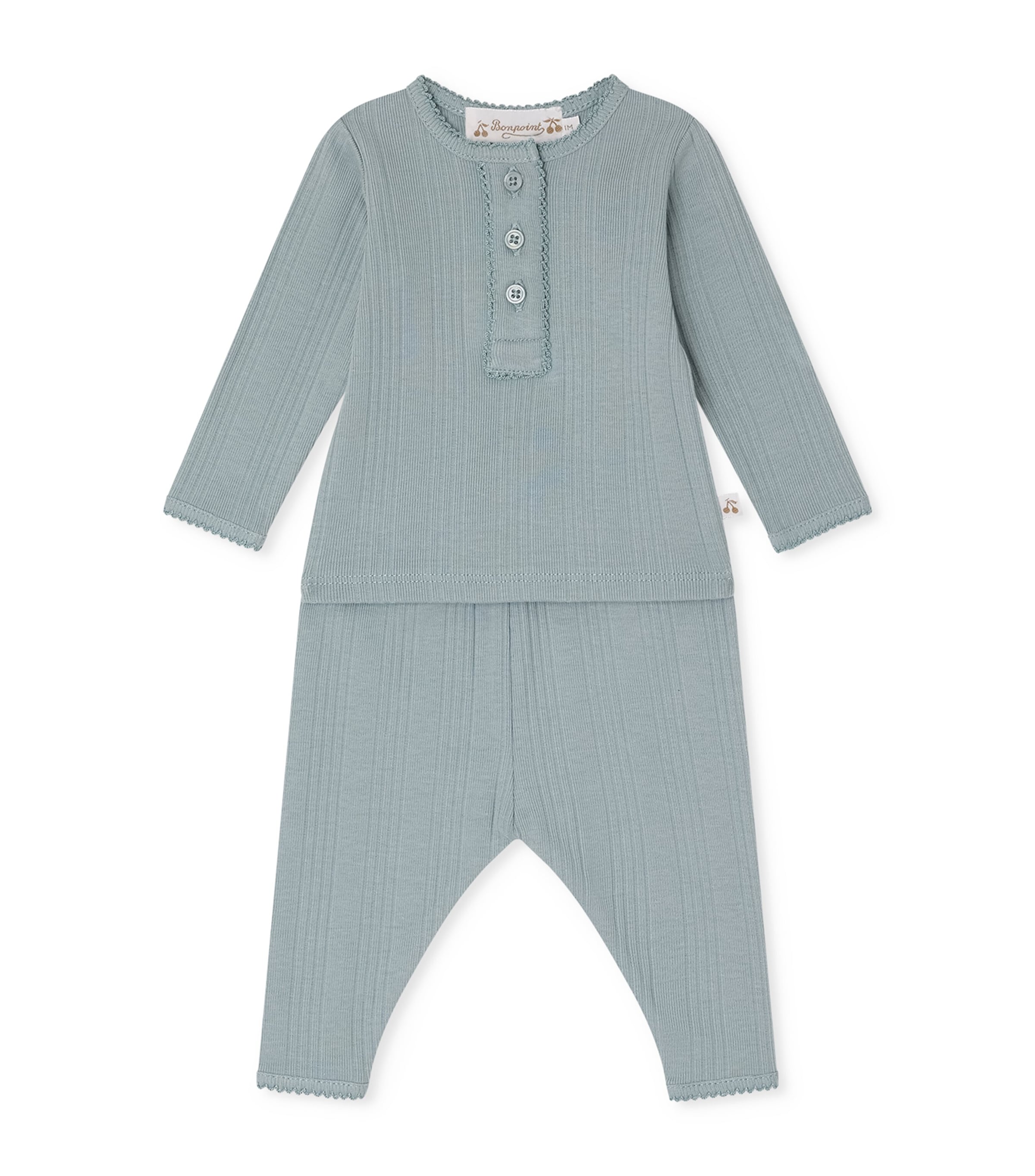 Bonpoint Cotton Top and Trousers Set (1-18 Months) Bleu Du Nord Image 1