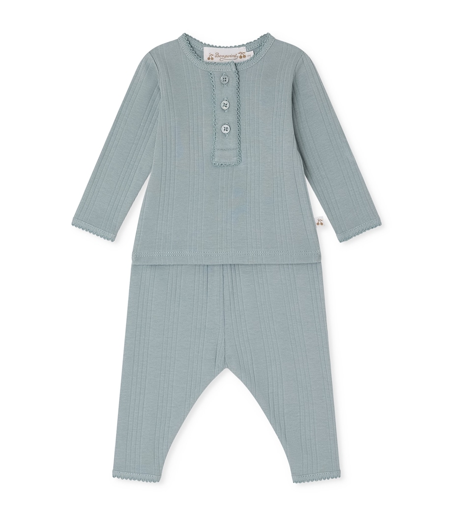 Bonpoint Cotton Top and Trousers Set (1-18 Months) Bleu Du Nord Image 1