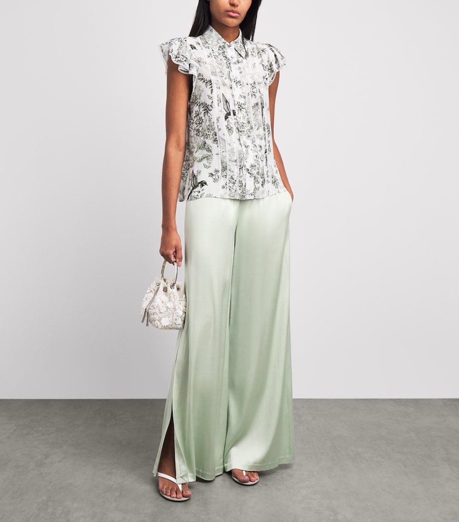 Alice+Olivia Womens Kenley Palazzo Trousers Light Sage Image 2