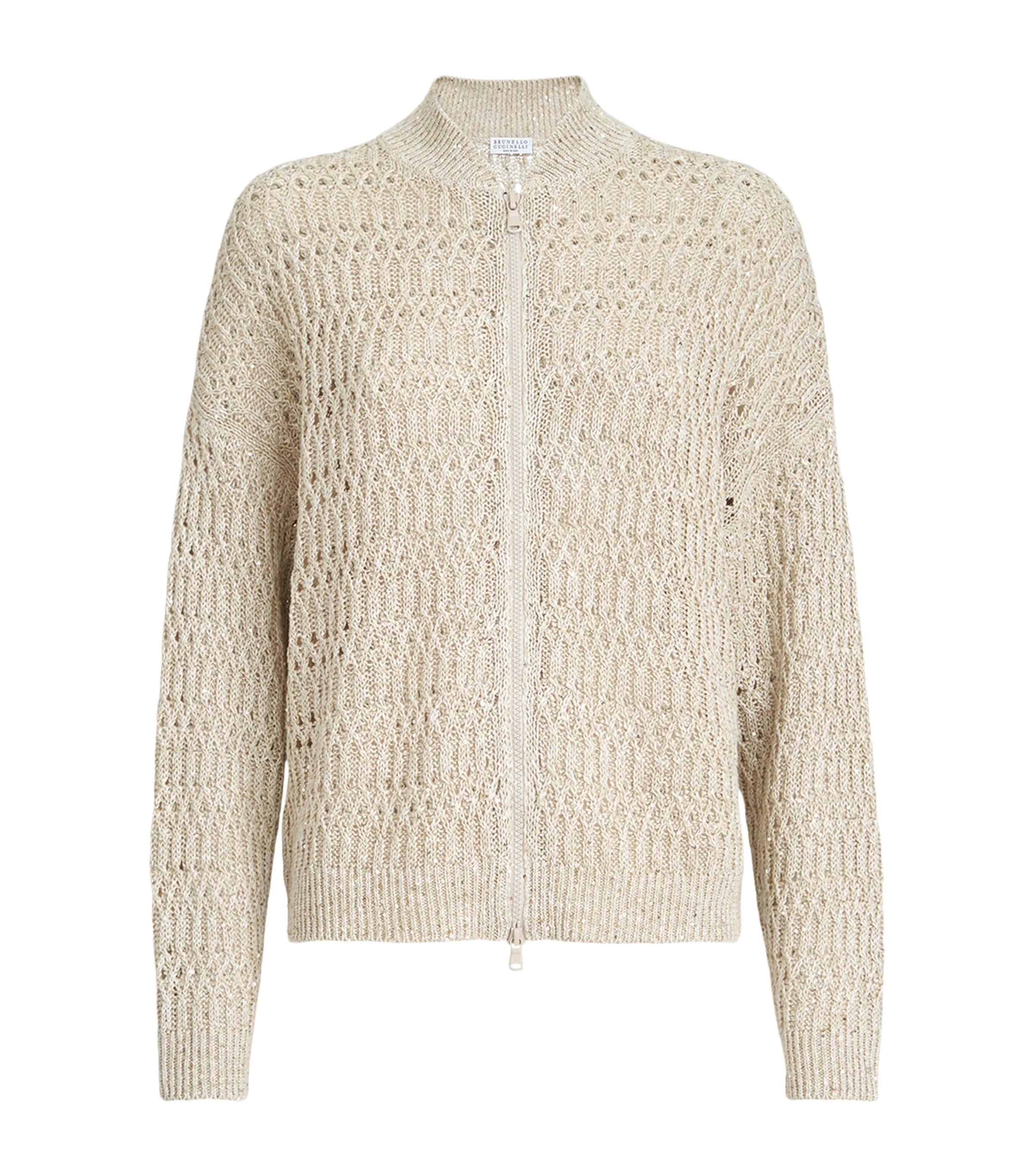 Linen-Blend Braided Cardigan C8925 Image 1