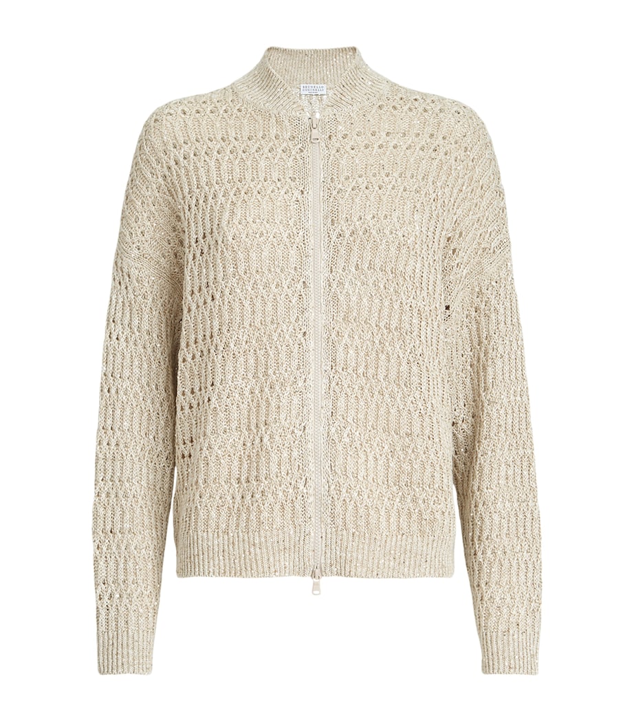 Linen-Blend Braided Cardigan C8925 Image 1