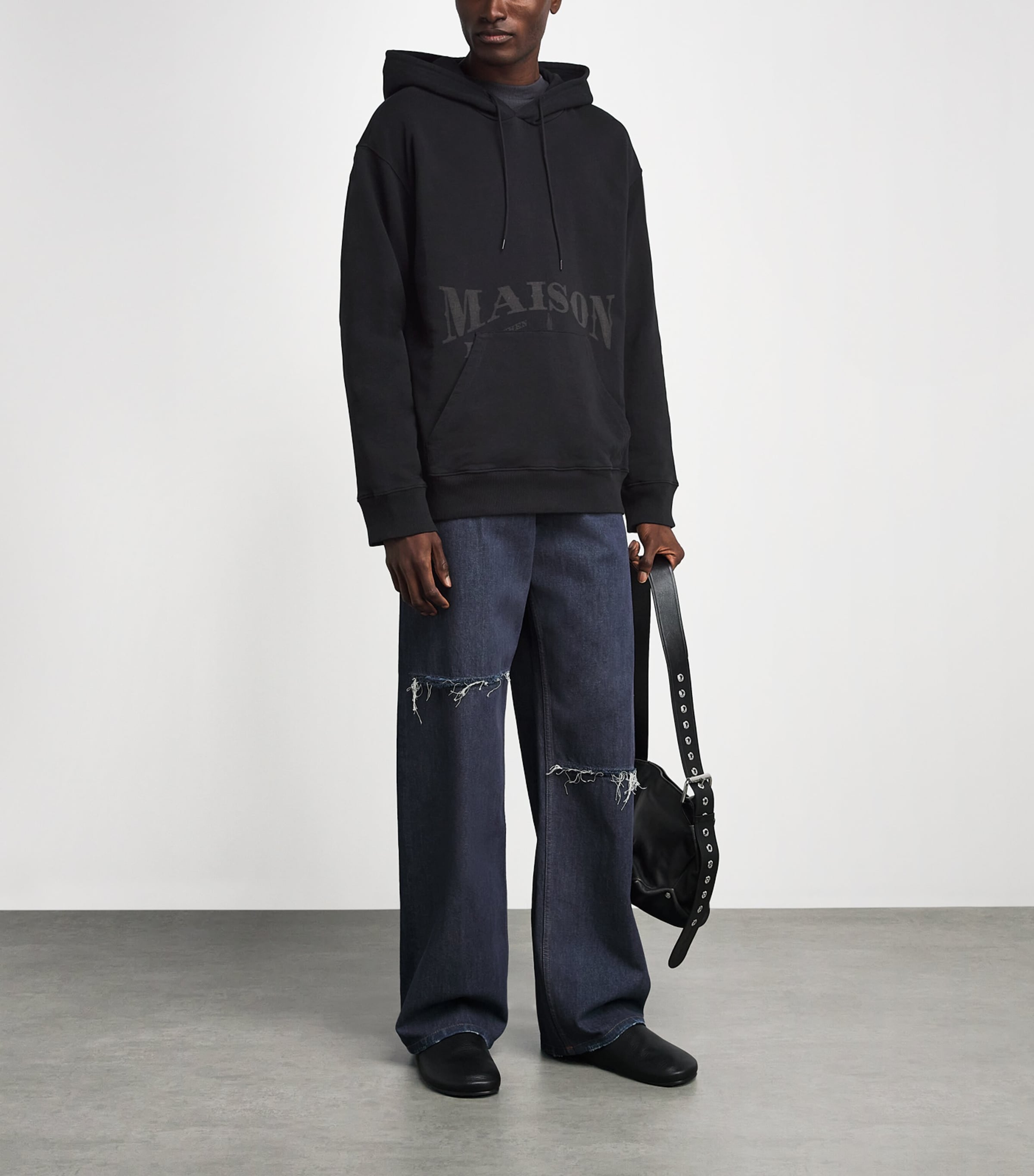 MM6 Maison Margiela Mens Oversized Logo Hoodie Black Image 2