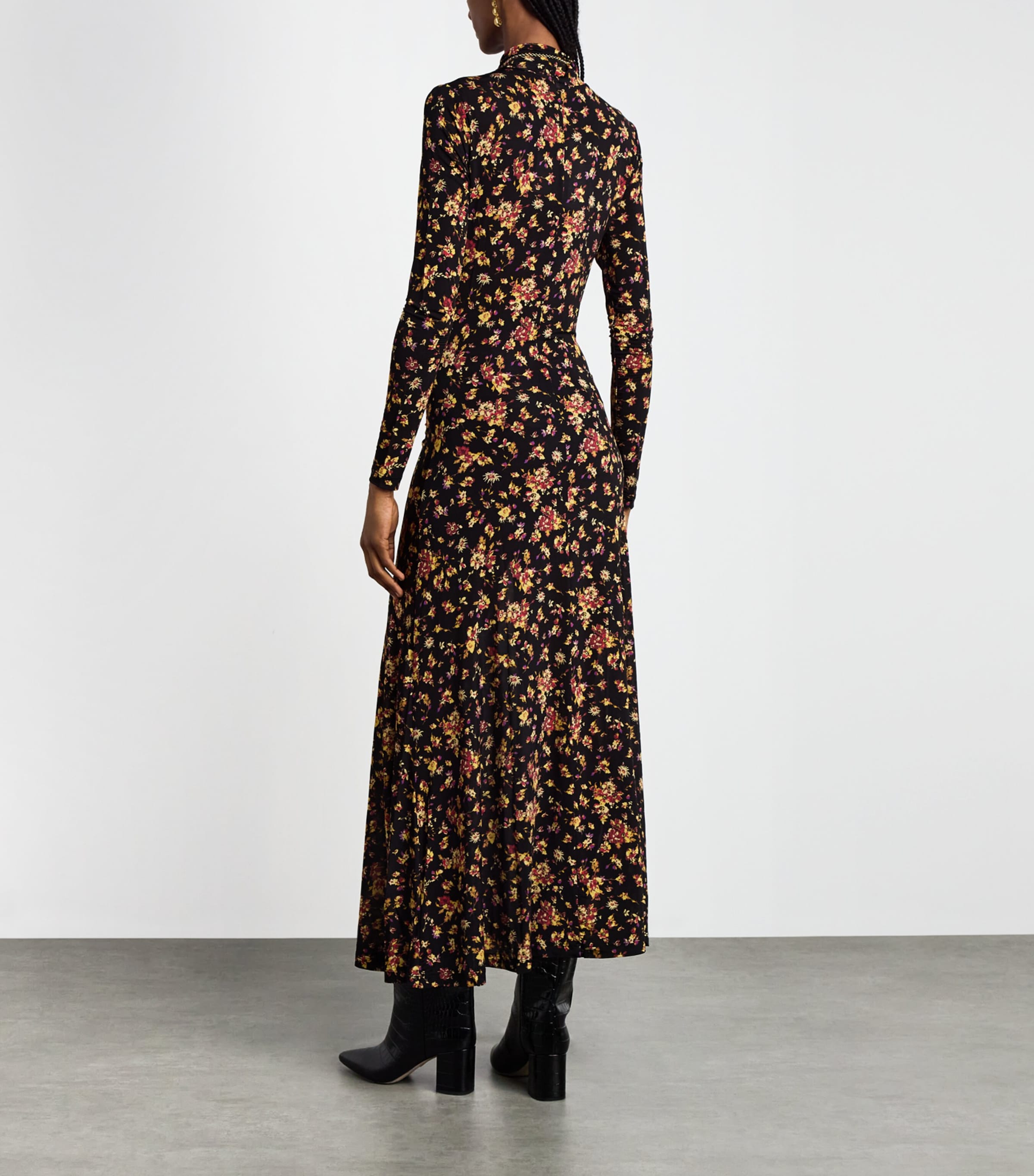 Ulla Johnson Womens Gathered Floral Midi Dress Noir Floral Image 4