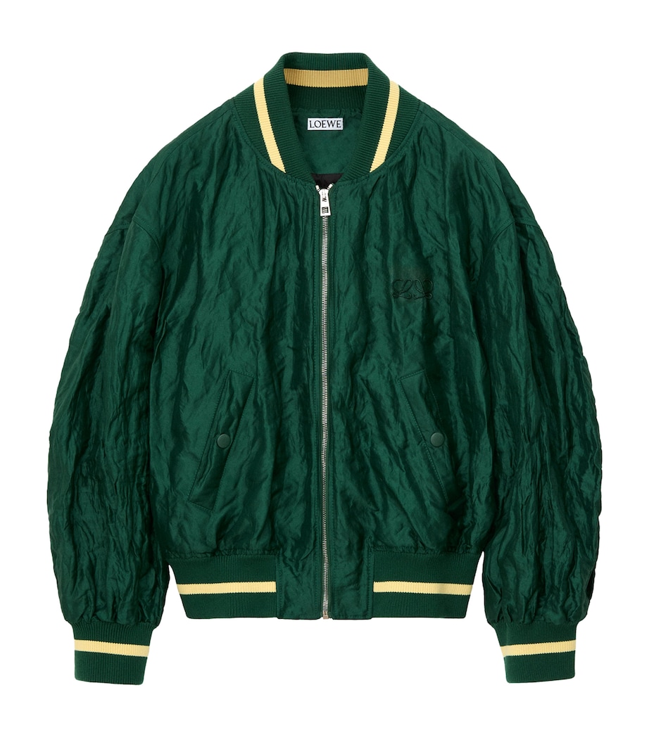 Varsity Bomber Jacket DARK GREEN Image 1