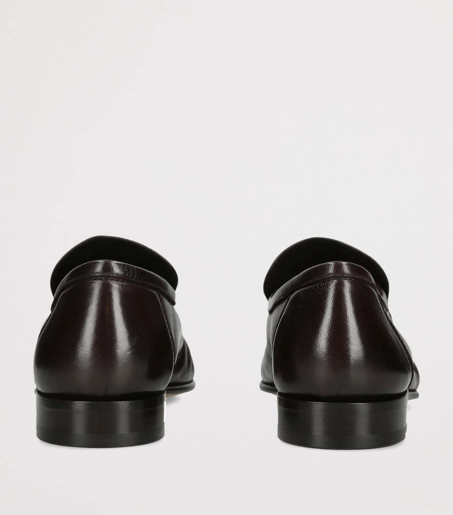 The Row Soft Moccasin Two Leather Loafers Dark Brown Image 2