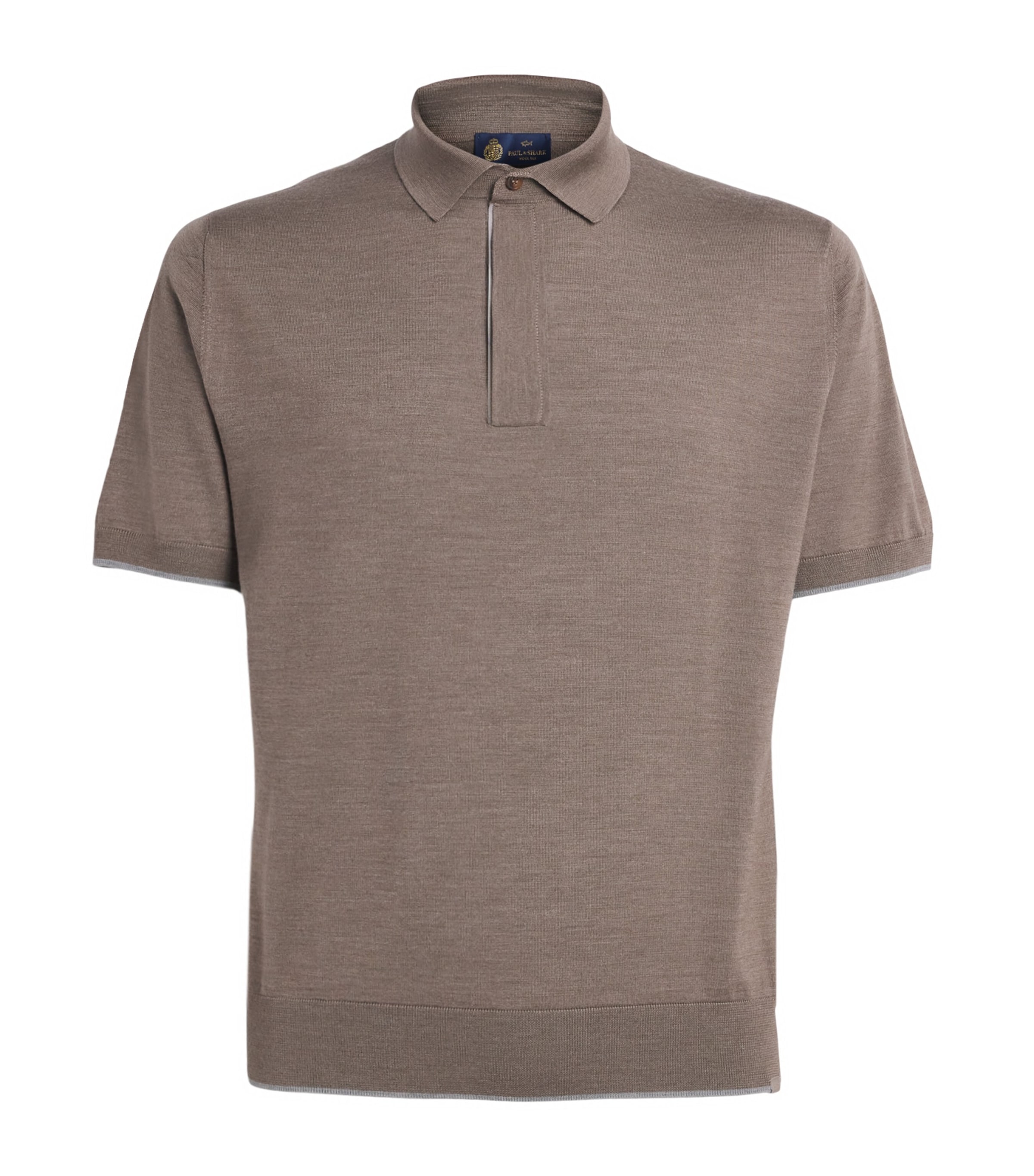 Paul & Shark Mens Wool-Silk Polo Shirt Hazelnut Image 1