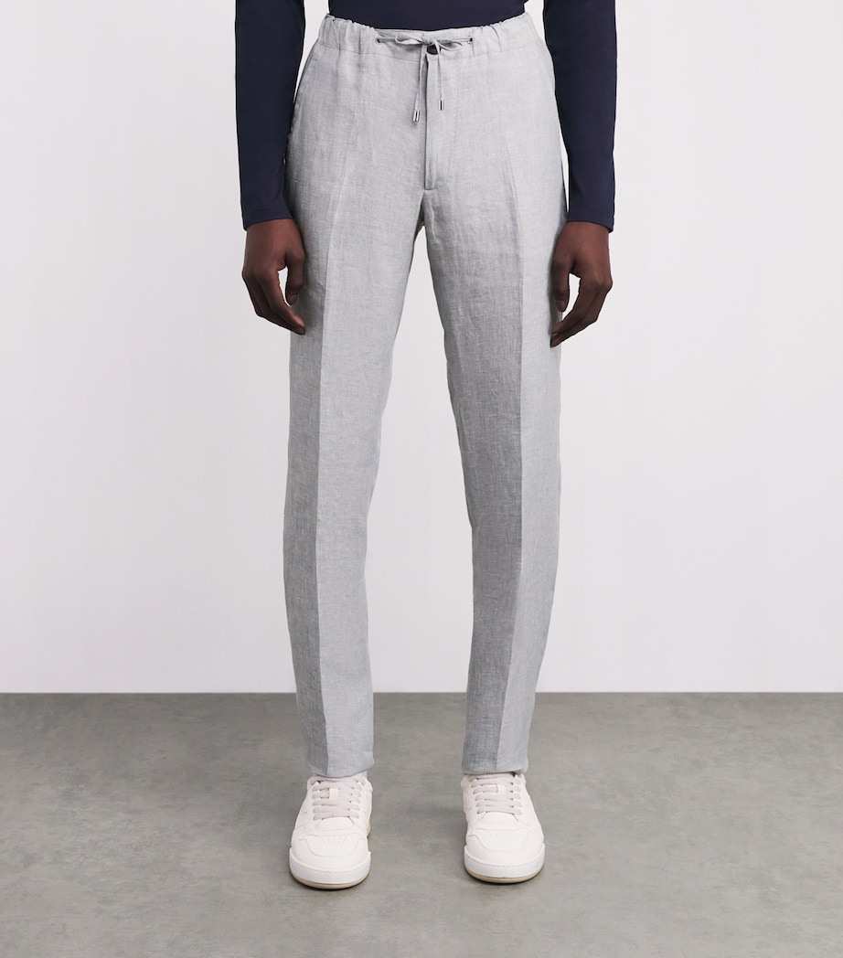 Linen Drawstring Tailored Trousers 5490-GRIGIO Image 3