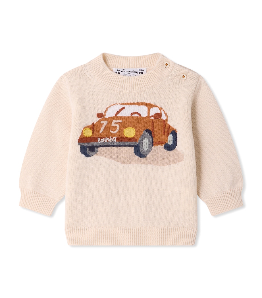 Bonpoint Wool-Cotton Almira Sweater (6-12 Months) Ecru Image 1