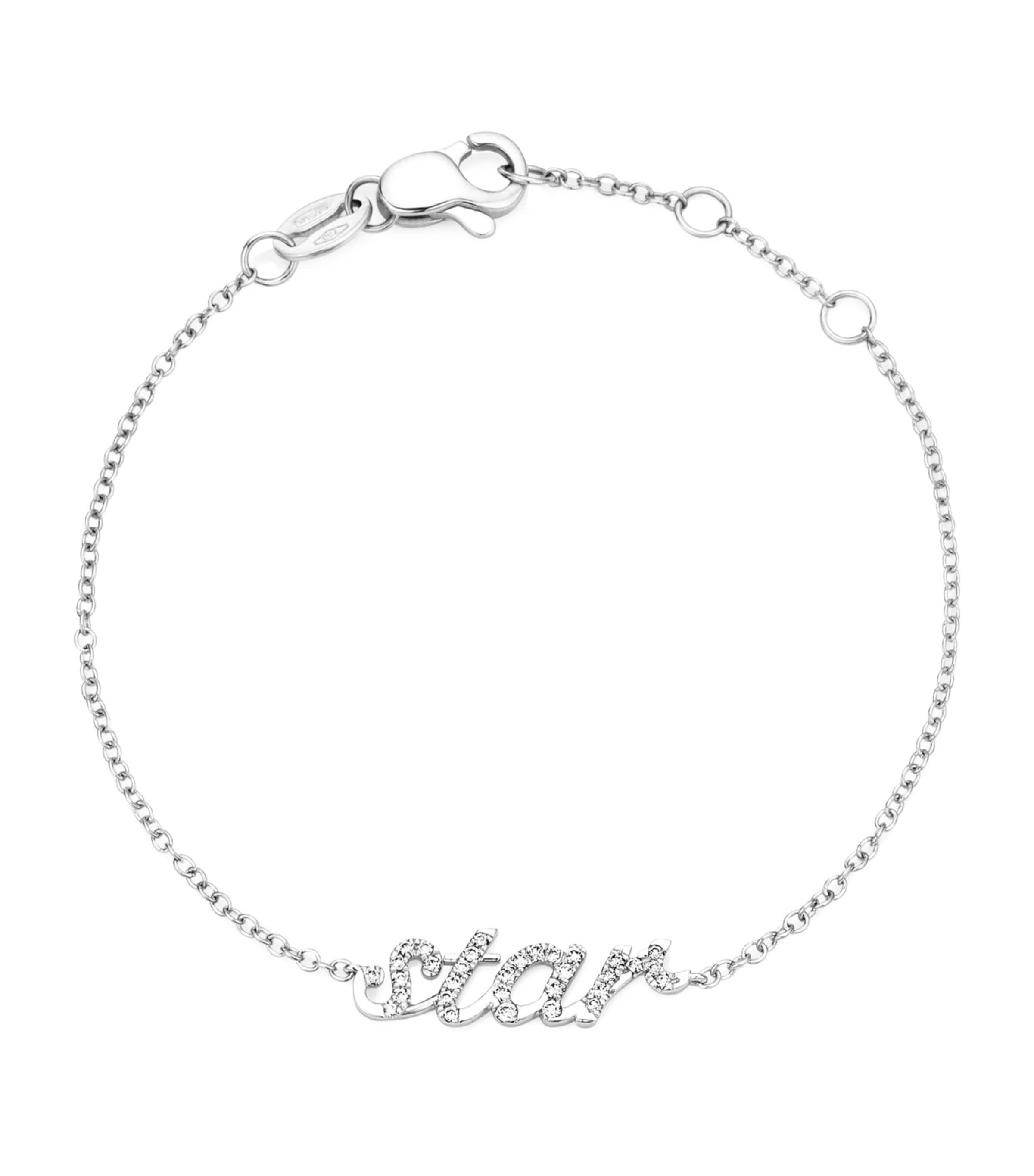 Noa Mini White Gold And Diamond Star Bracelet In Metallic