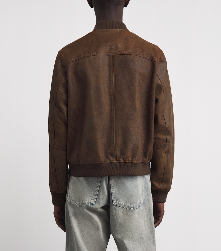 7 For All Mankind Mens Leather Bomber Jacket Brown Image 5