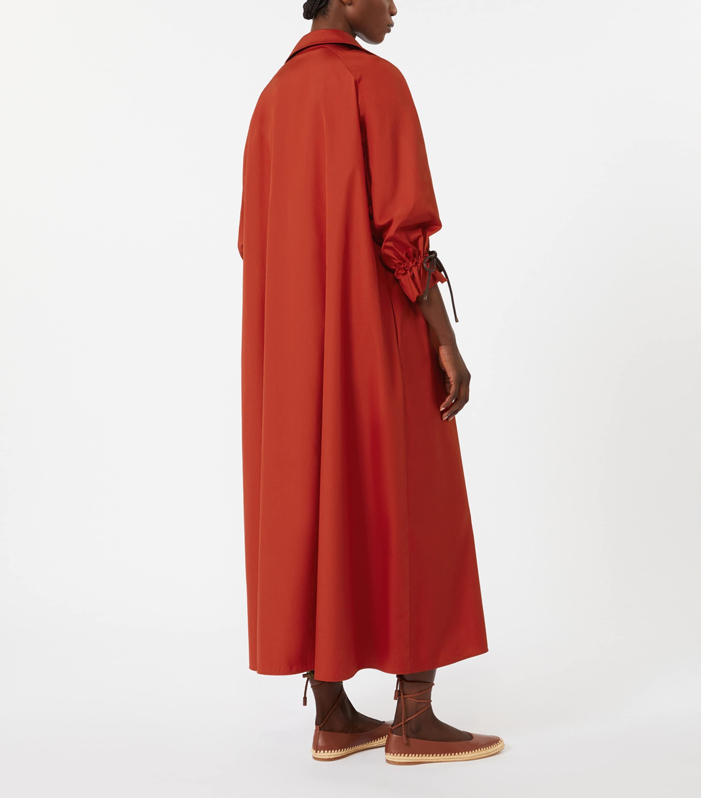 Max Mara Womens Cotton Poplin Midi Shirt Dress Red Image 4