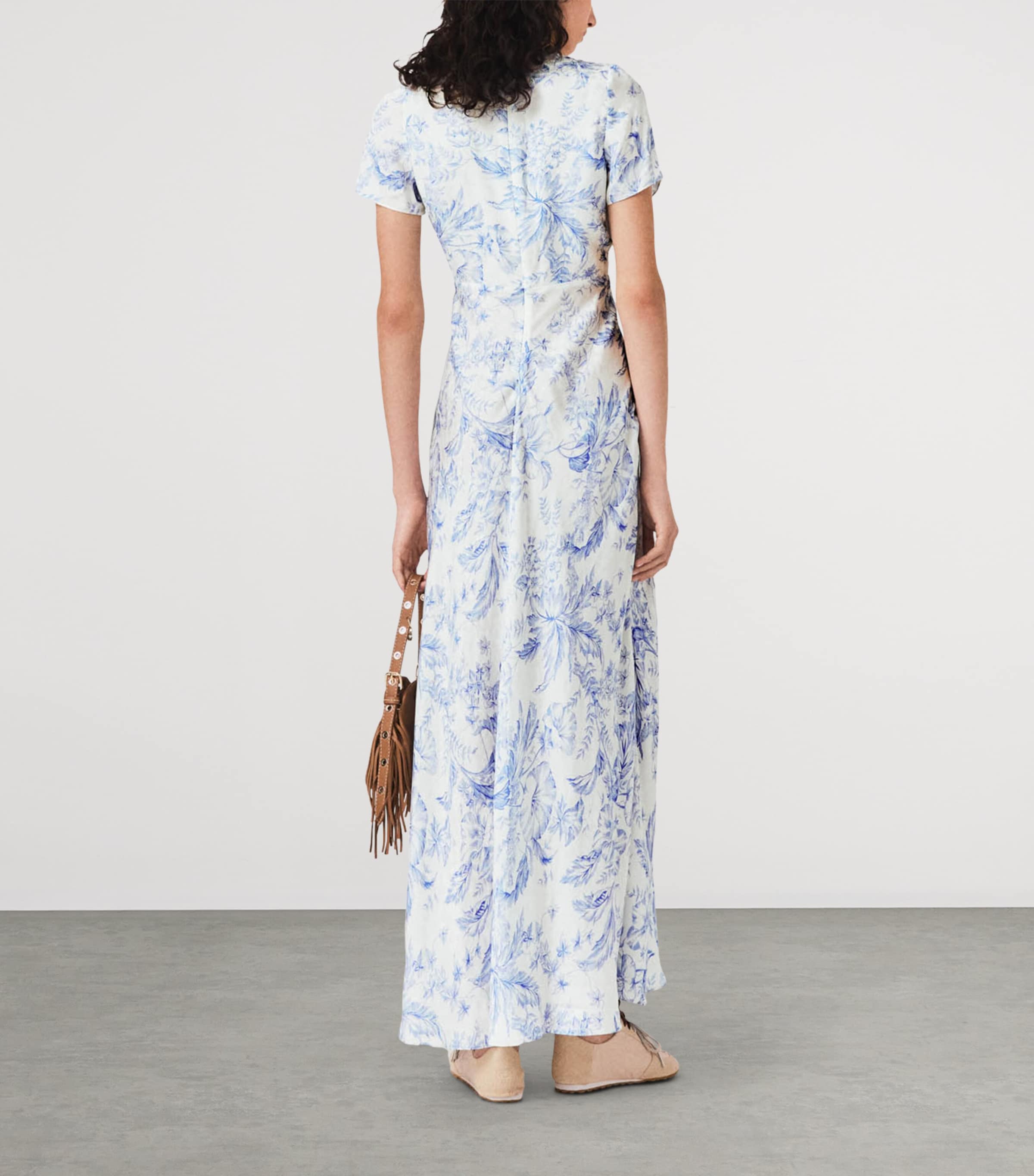 Maje Womens Floral Maxi Dress Sky Blue Large Image 3
