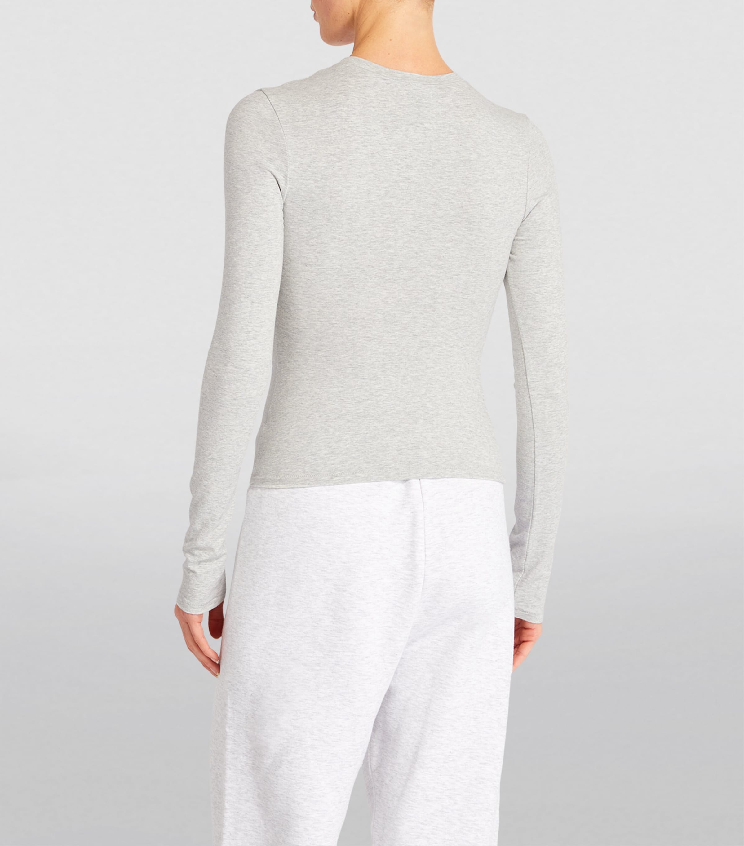 Cotton Jersey Long-Sleeve T-Shirt LIGHT HEATHER GREY Image 4